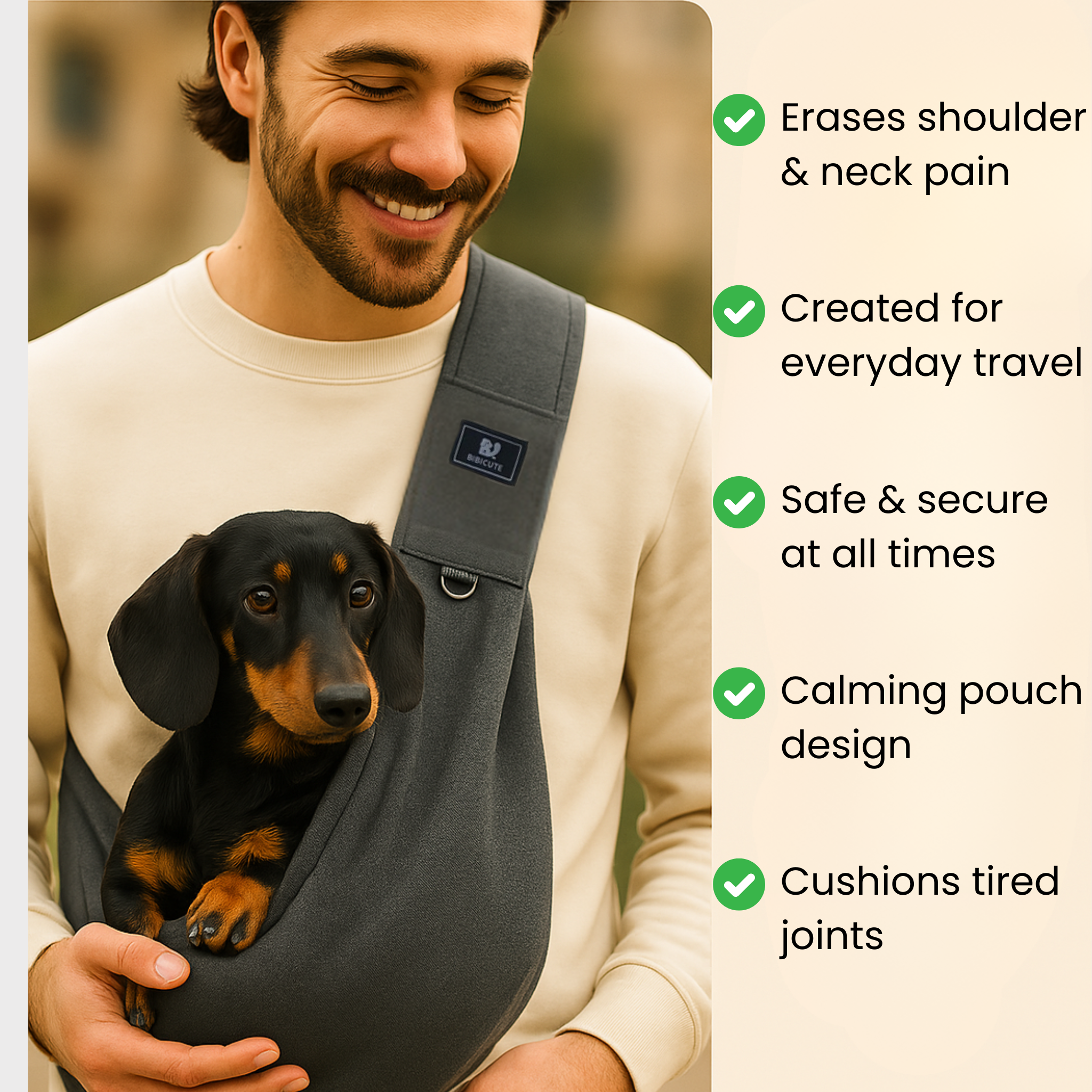 Adjustable Dog Sling Carrier – Hands-Free Pet Travel Bag for Small Dogs