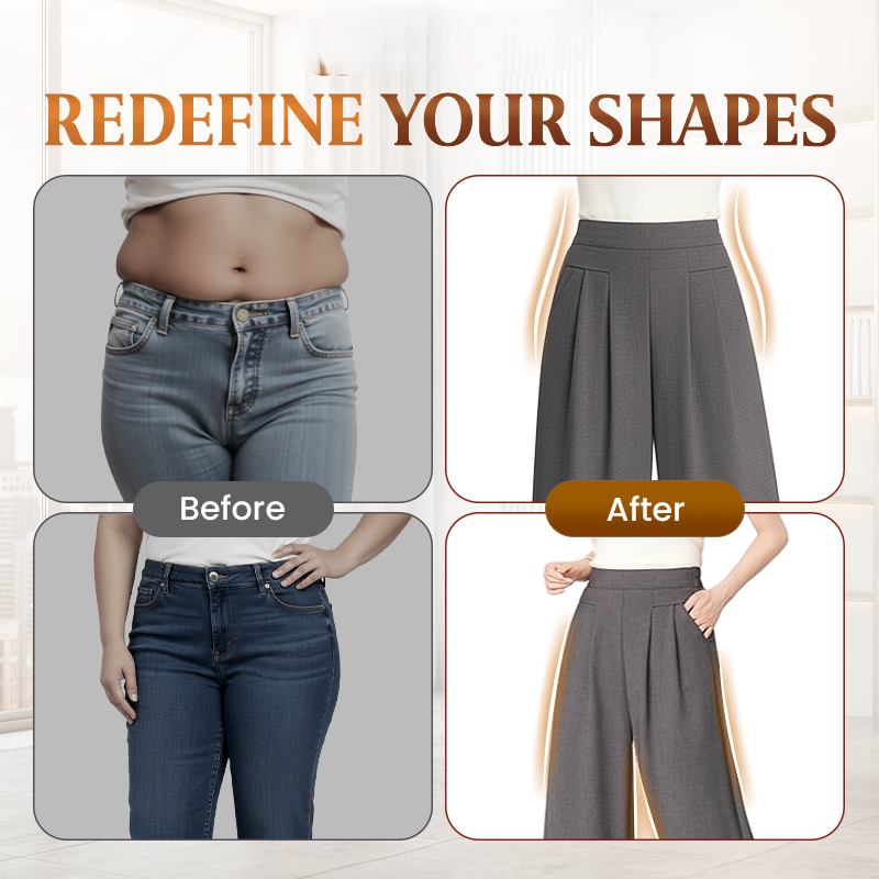FlowyCharm - Drapey Soft Elegant High-Waisted Wide-Leg Pants