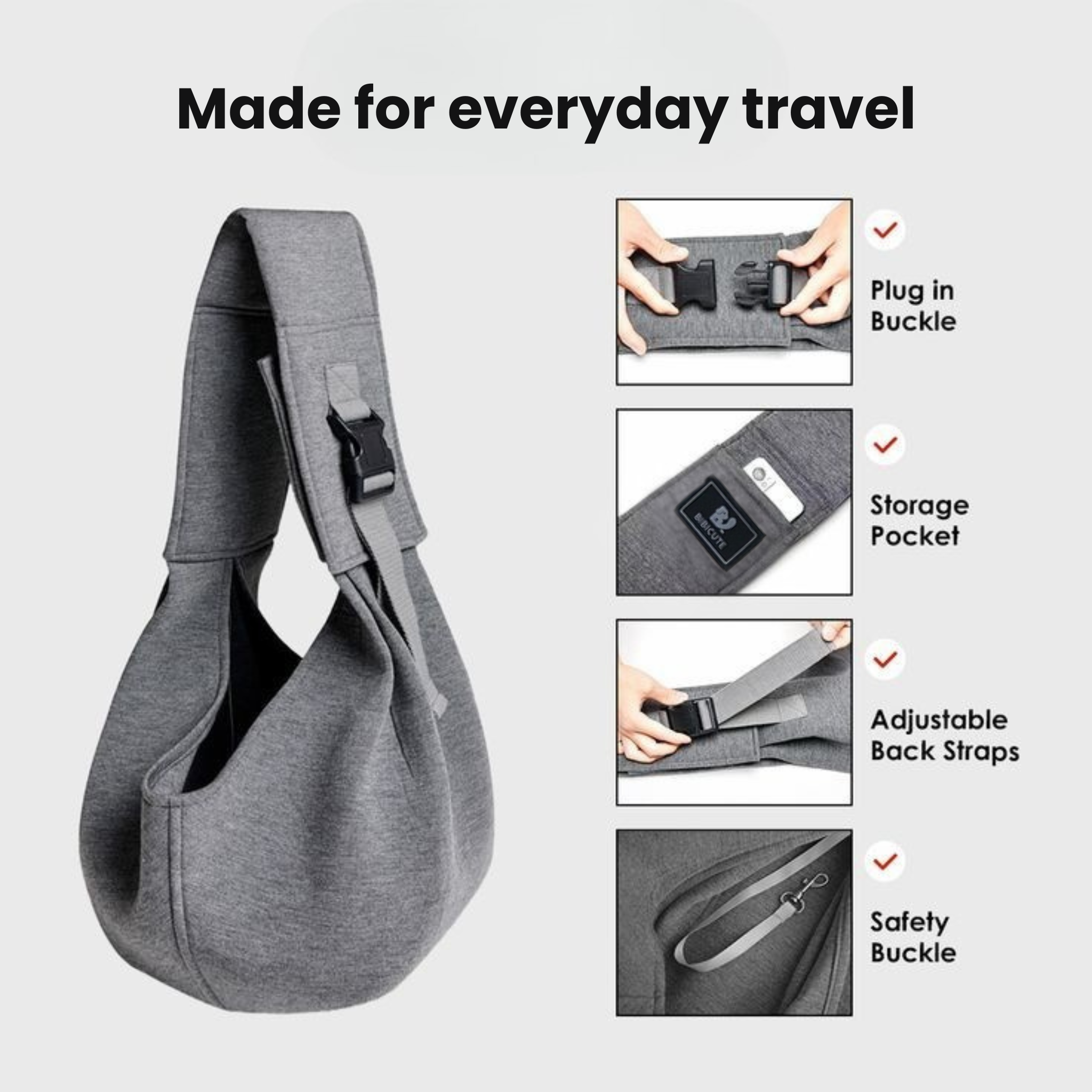 Adjustable Dog Sling Carrier – Hands-Free Pet Travel Bag for Small Dogs