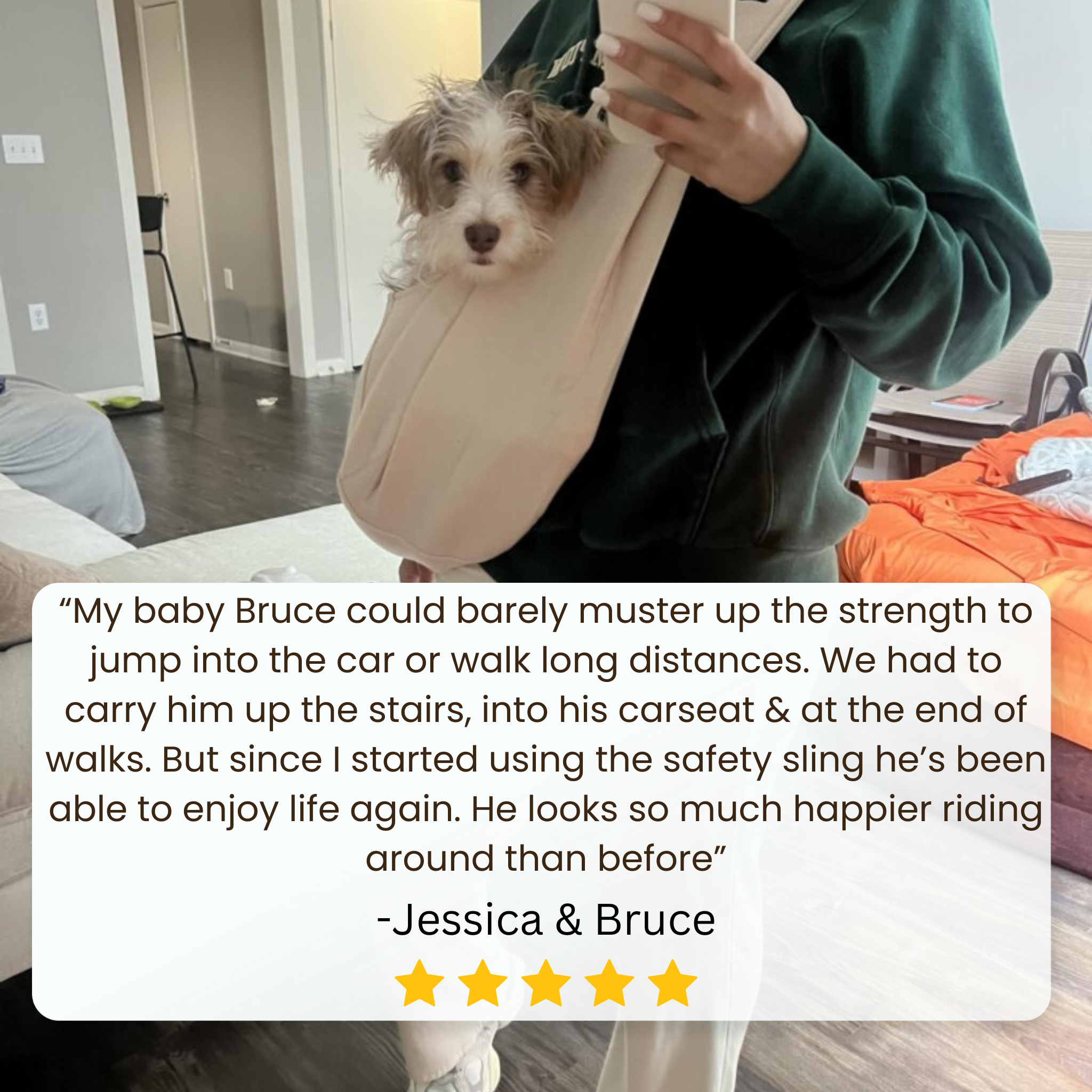 Adjustable Dog Sling Carrier – Hands-Free Pet Travel Bag for Small Dogs