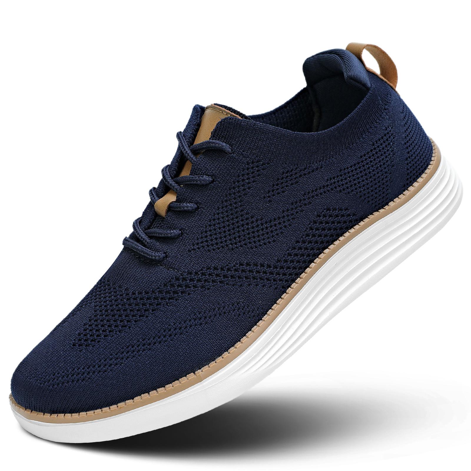 Knitted Mesh Breathable And Comfortable Platform Sneakers Men's Mesh Sneakers Oxfords Business Casual Walking Shoes Tennis Comfortable Trainer Runner Training Athletic Footwear Closed Running