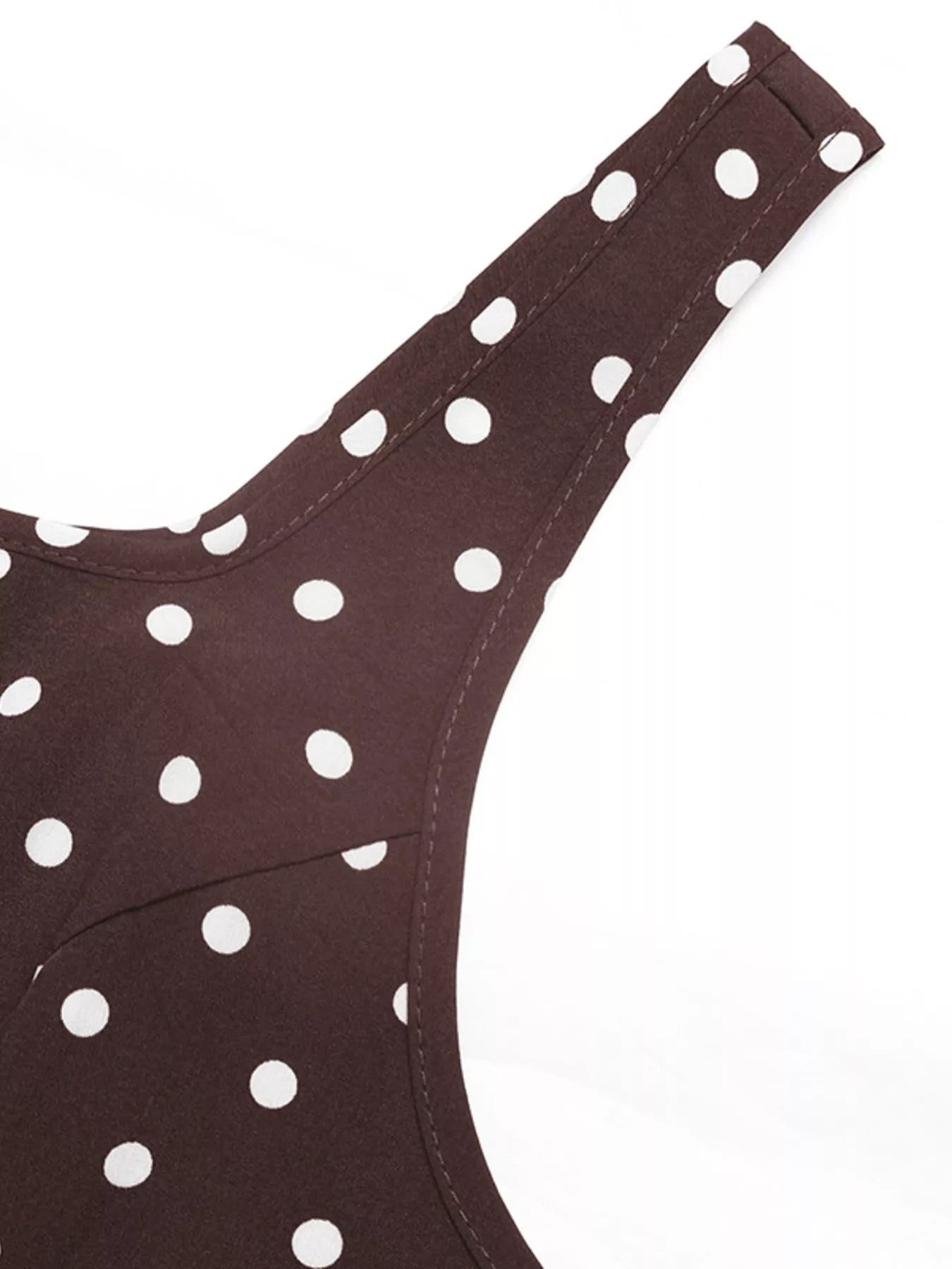 Coffee Brown Polka Dot Sleeveless Maxi Dress | Flowy Summer Vacation Long Dress