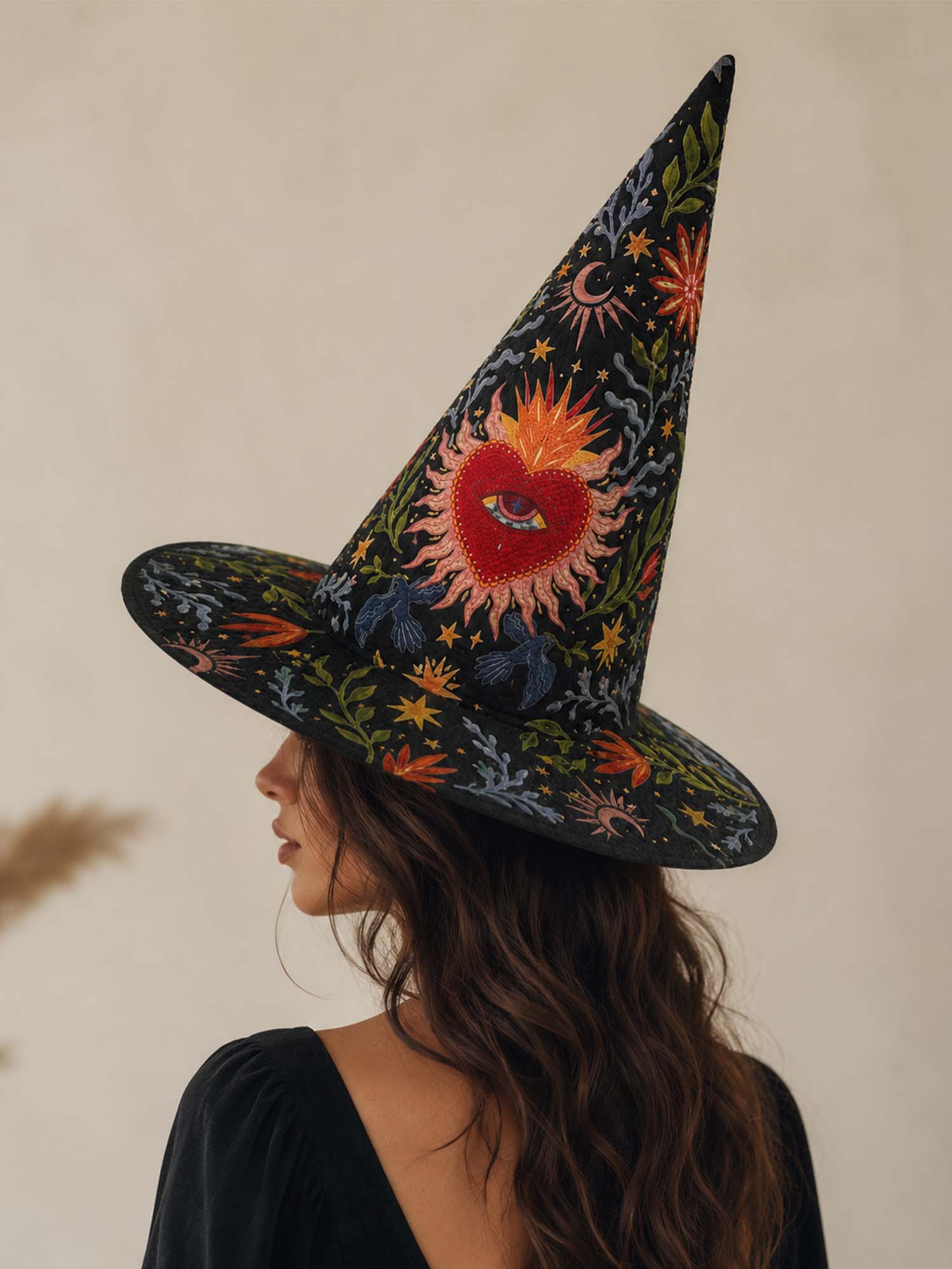 Sacred Heart Handcrafted Quilted Witch Hat