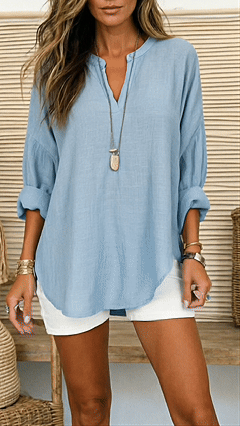 Women's V-Neck Linen Shirt — Breezy Loose-Fit Style