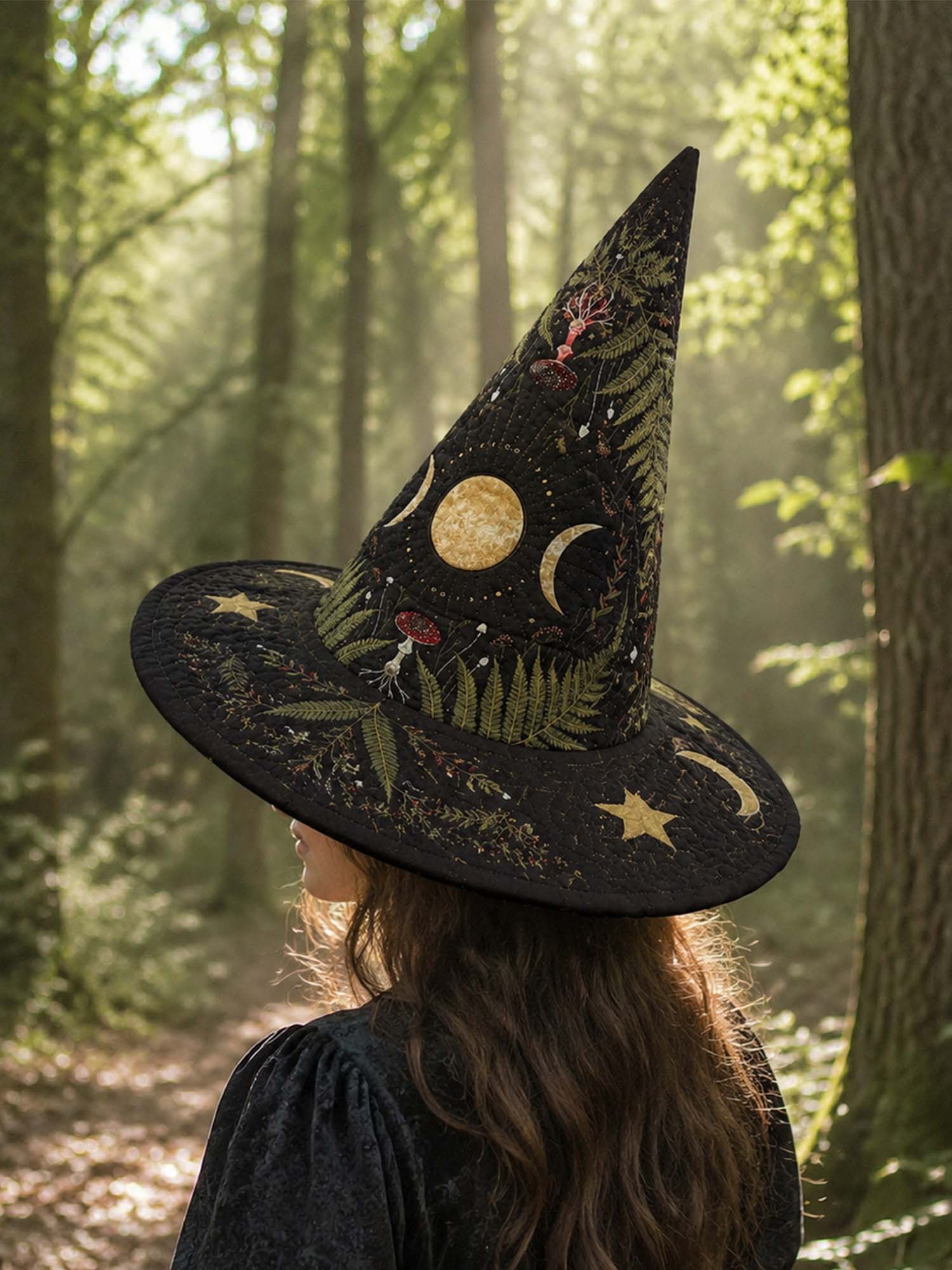 Dark Forest Mushroom Witchcore Handcrafted Quilted Witch Hat