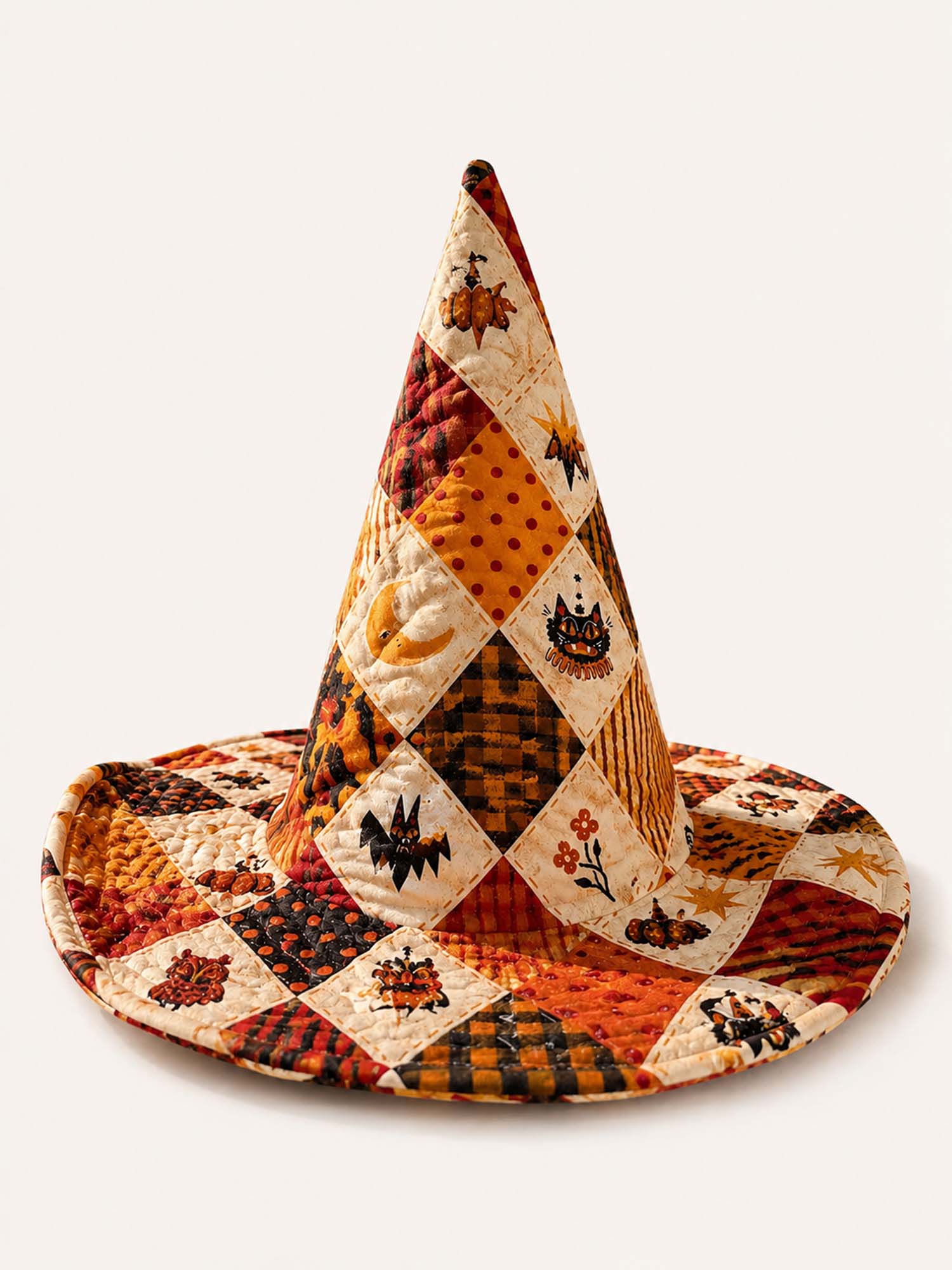 Vintage Patchwork Halloween Handcrafted Quilted Witch Hat