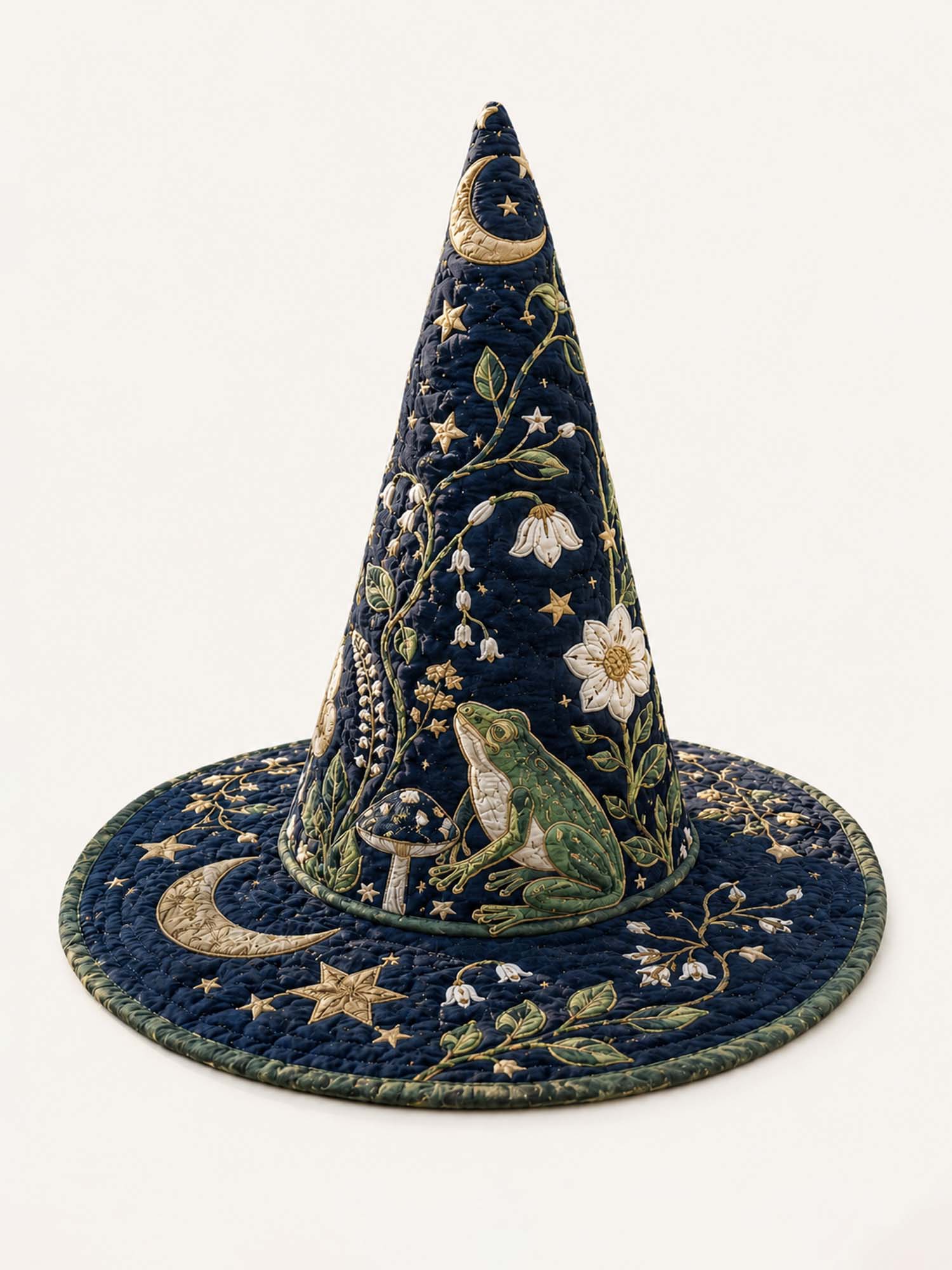 Enchanted Moon Garden Handcrafted Quilted Witch Hat