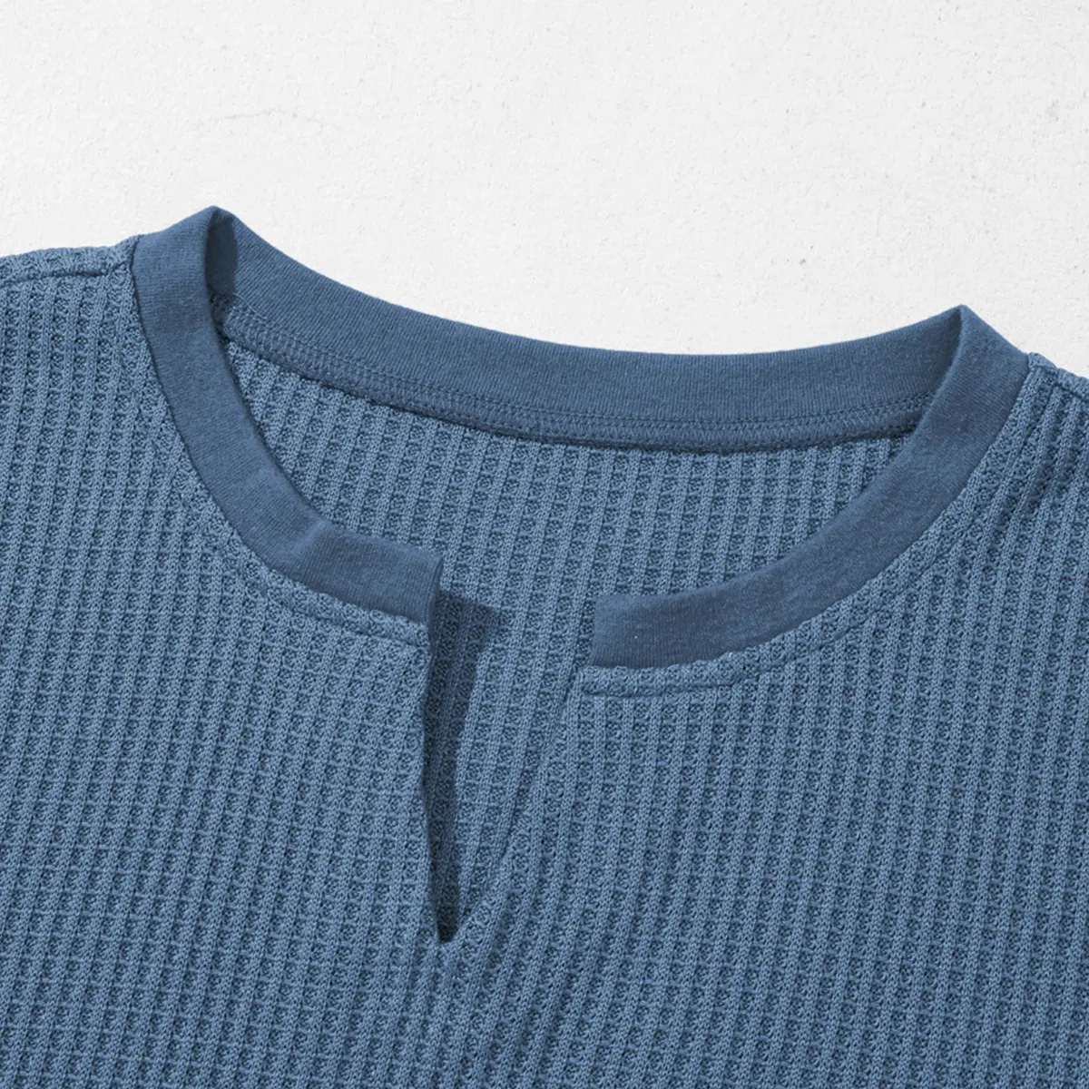SHEWIN Cozy Oversized Waffle Knit V-Neck Top - Plus Size
