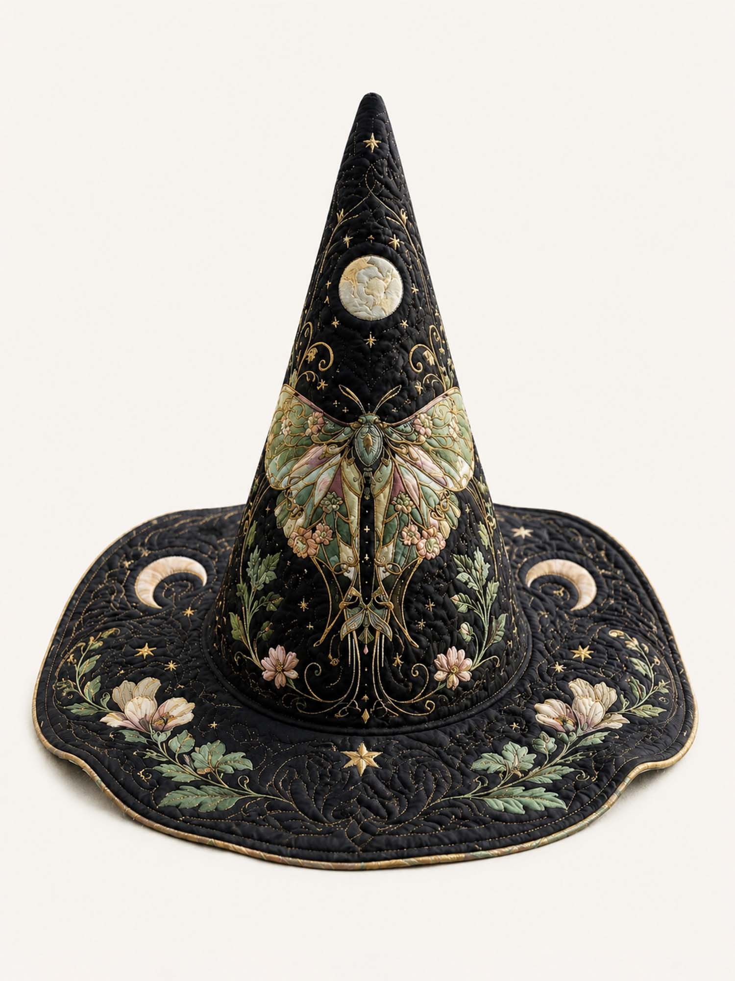 Moth Fairy Victorian Gothic Handcrafted Quilted Witch Hat