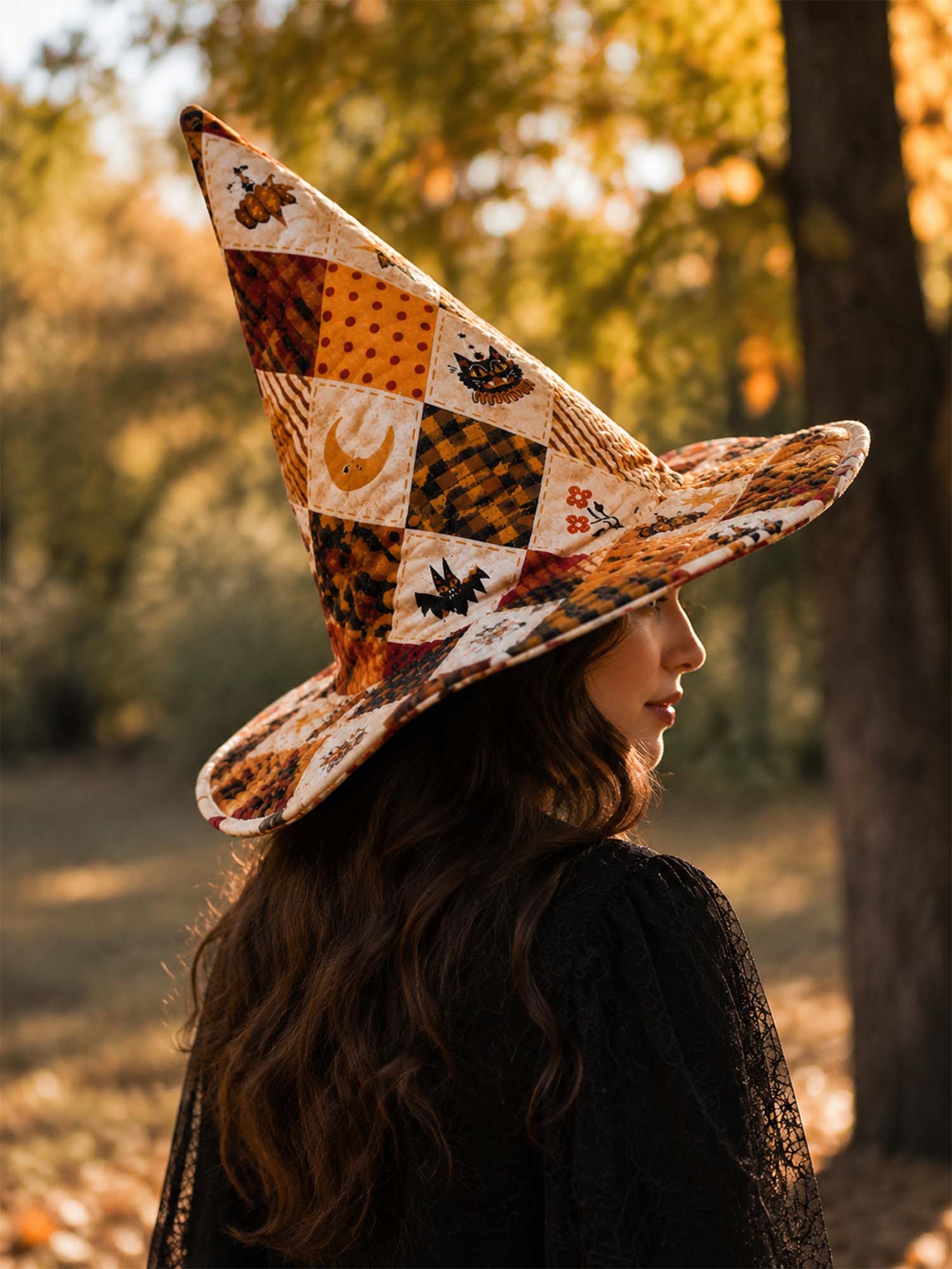 Vintage Patchwork Halloween Handcrafted Quilted Witch Hat