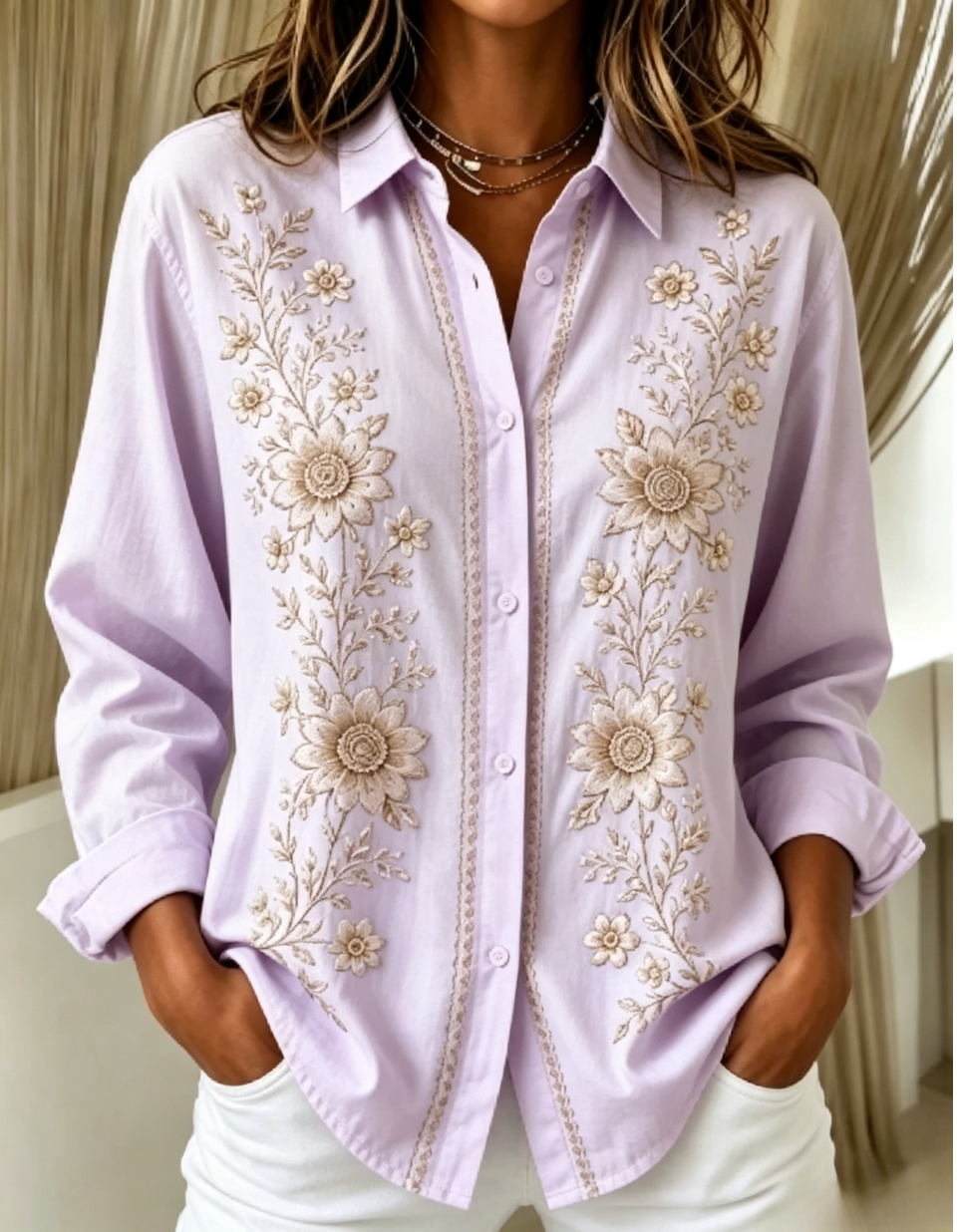 French Style Floral Print Long Sleeve Shirt for Women, Comfort Casual Blouse for Spring & Autumn