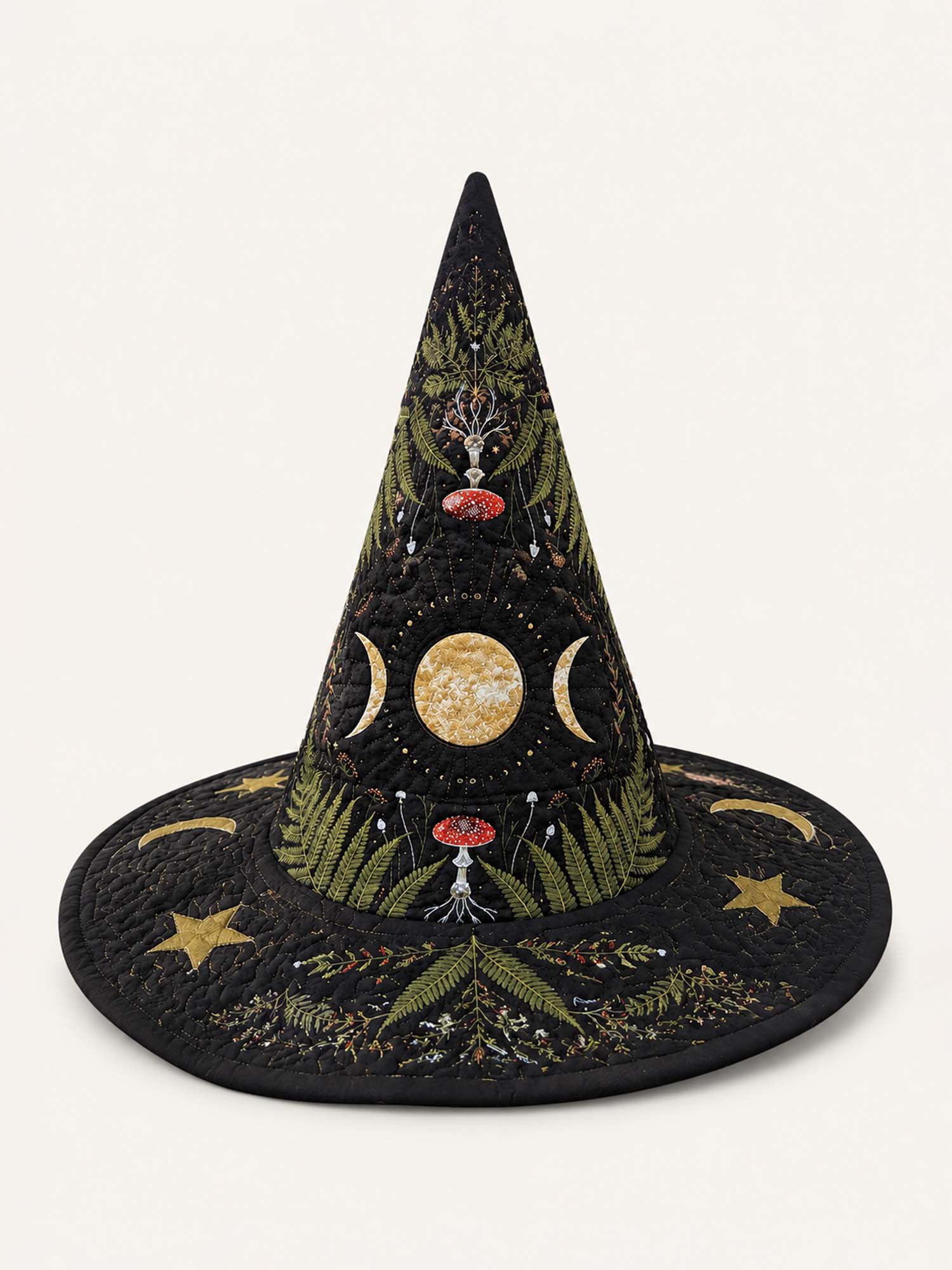 Dark Forest Mushroom Witchcore Handcrafted Quilted Witch Hat