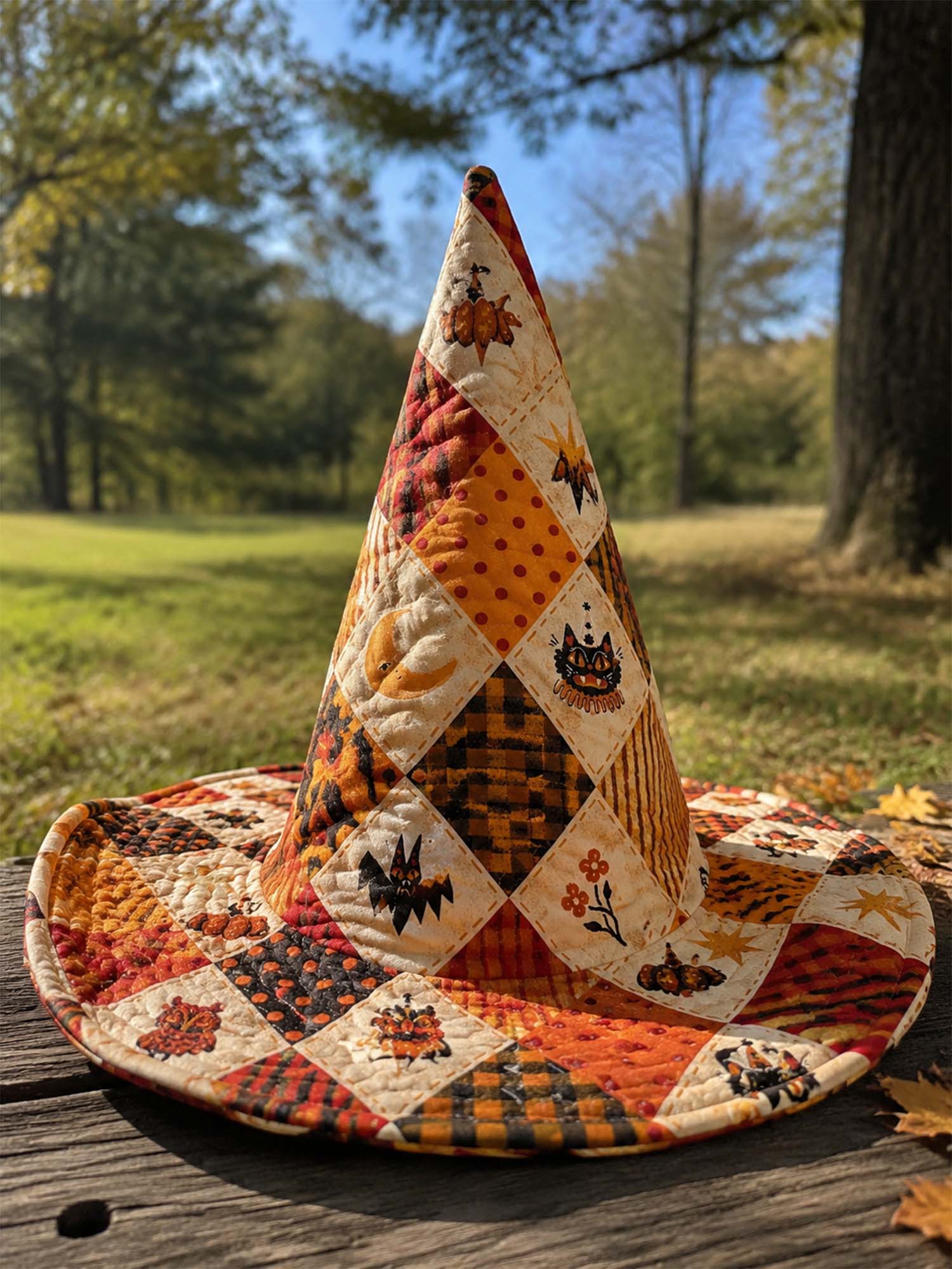 Vintage Patchwork Halloween Handcrafted Quilted Witch Hat