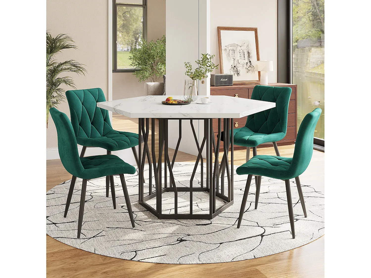 Esszimmer und Küche,Esszimmermöbel,Set aus feststehendem Tisch und Stuhl-livavito.com