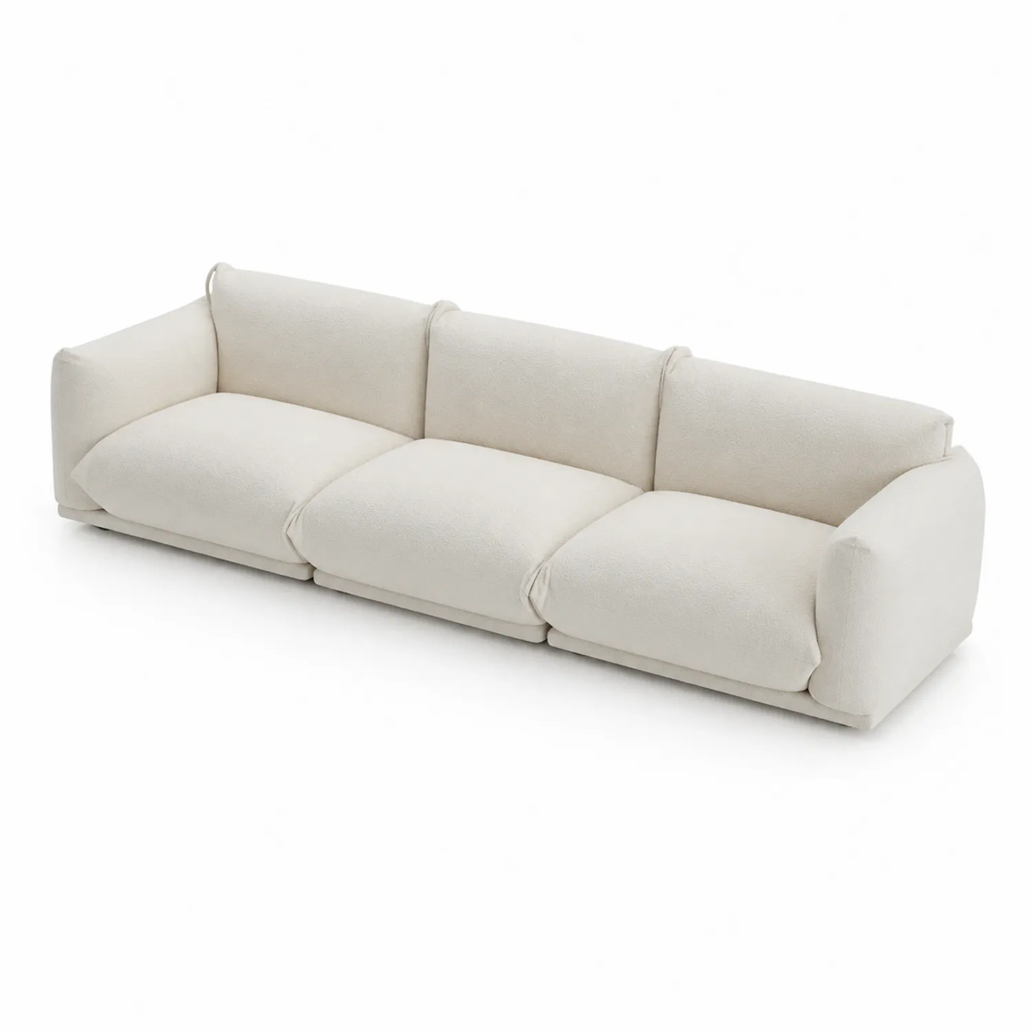 Sofa trzyosobowa z tkaniny bouclé Biała 300x100x85 cm