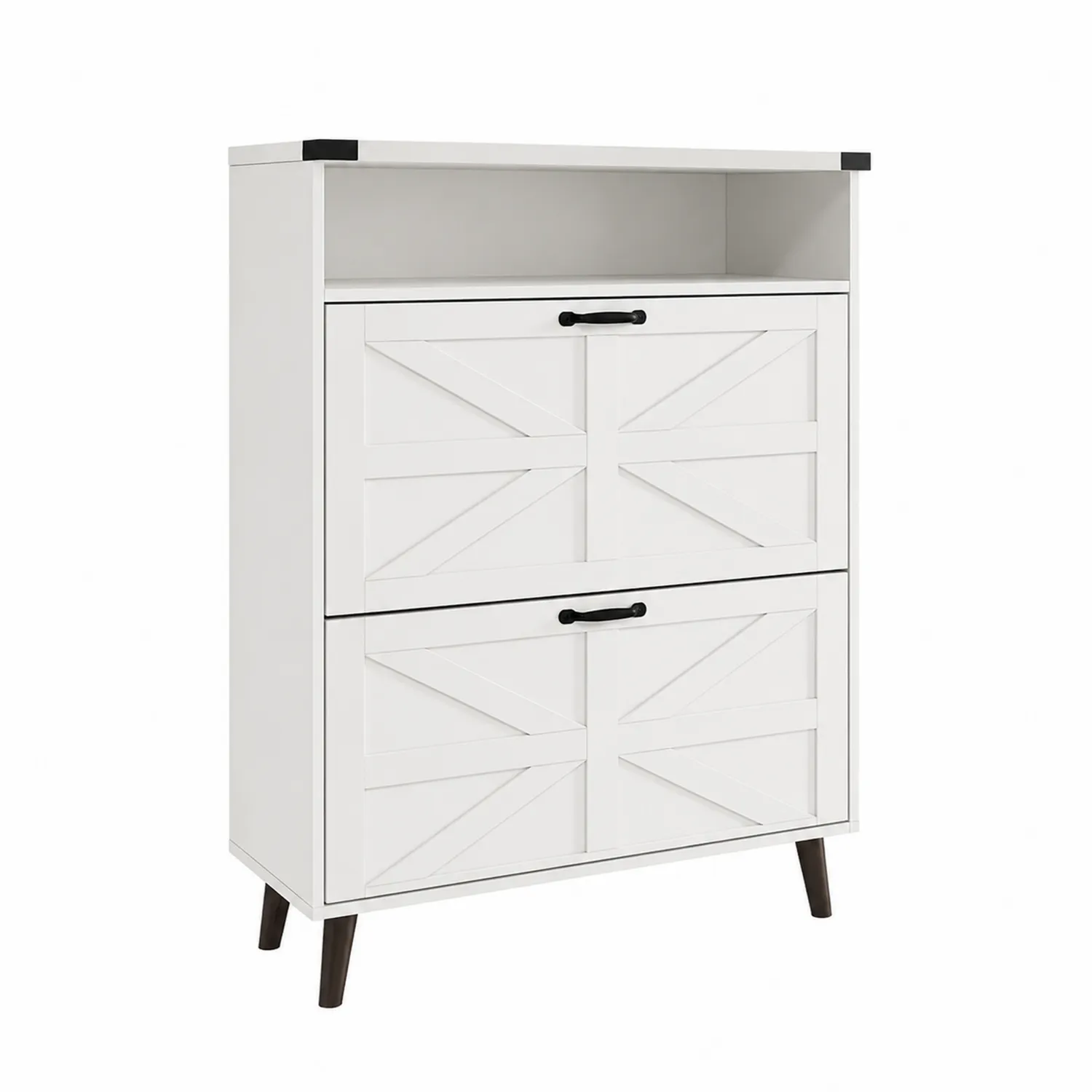 Szafka na buty MDF biała z metalowymi uchwytami 80x100x24 cm
