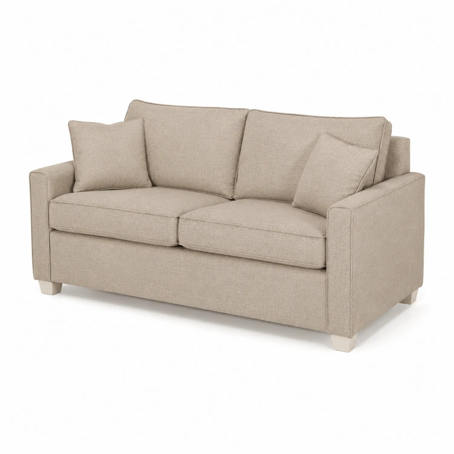 Sofa trzyosobowa z tkaniny lnianej z poduszkami Beżowa 200 cm