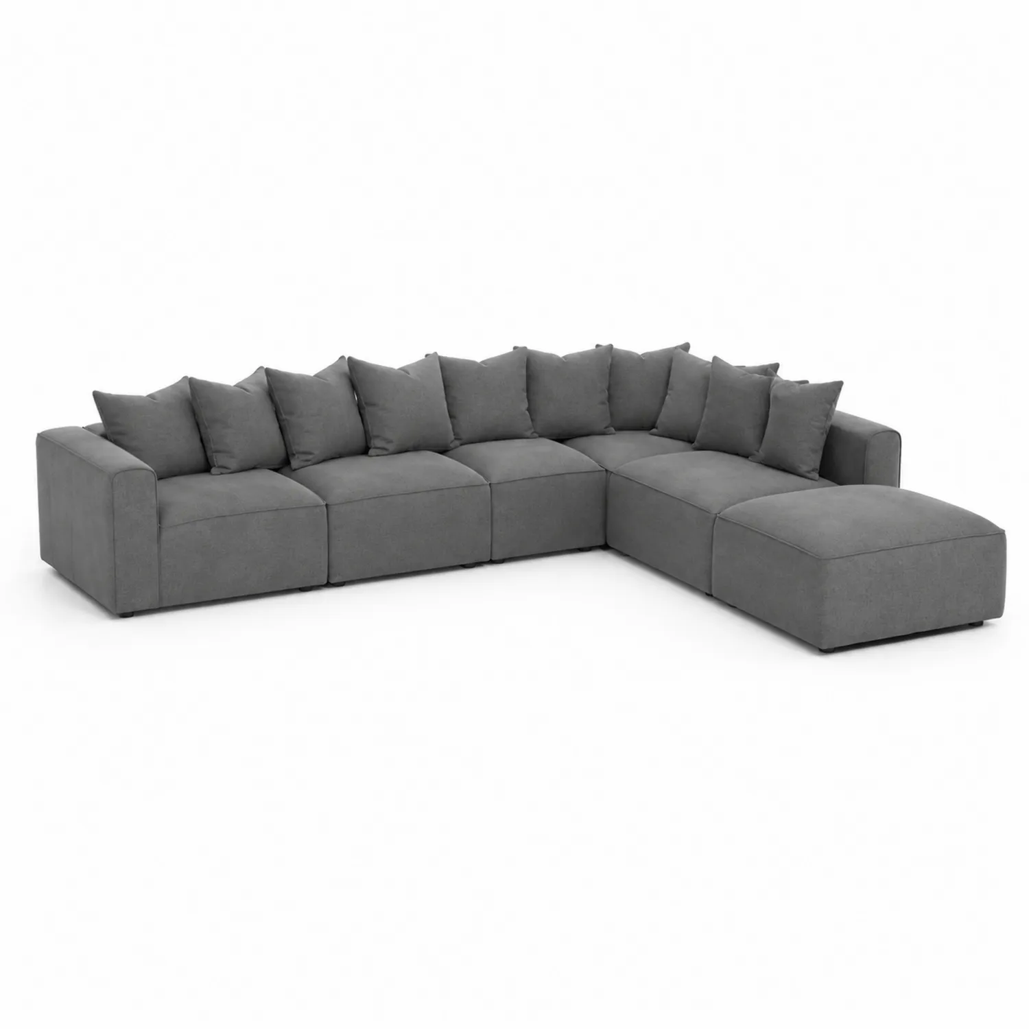 Sofa narożna modułowa z tkaniny w kształcie L szara