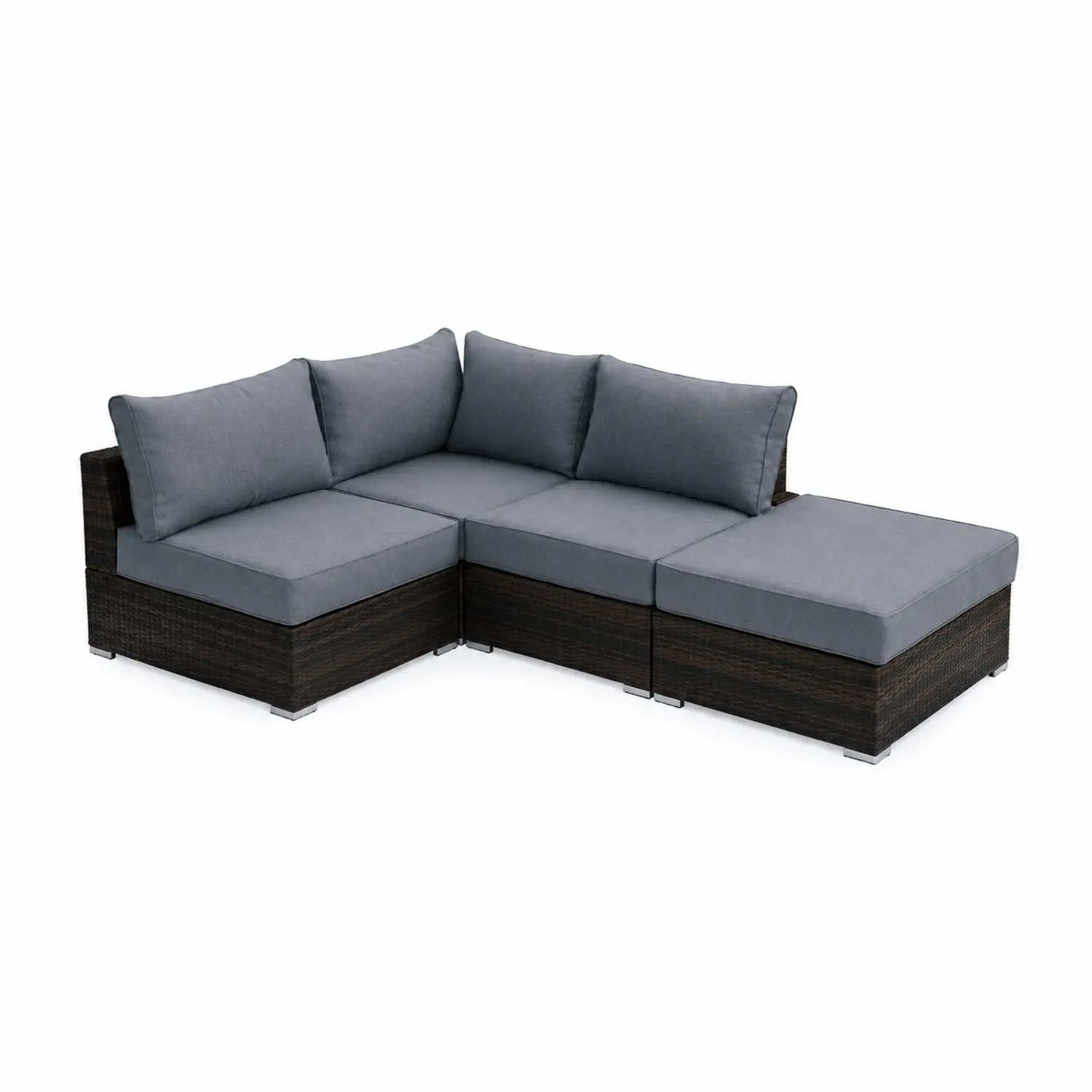 Sofa Narożna z Technorattanu Szara i Brązowa 210x140x66 cm