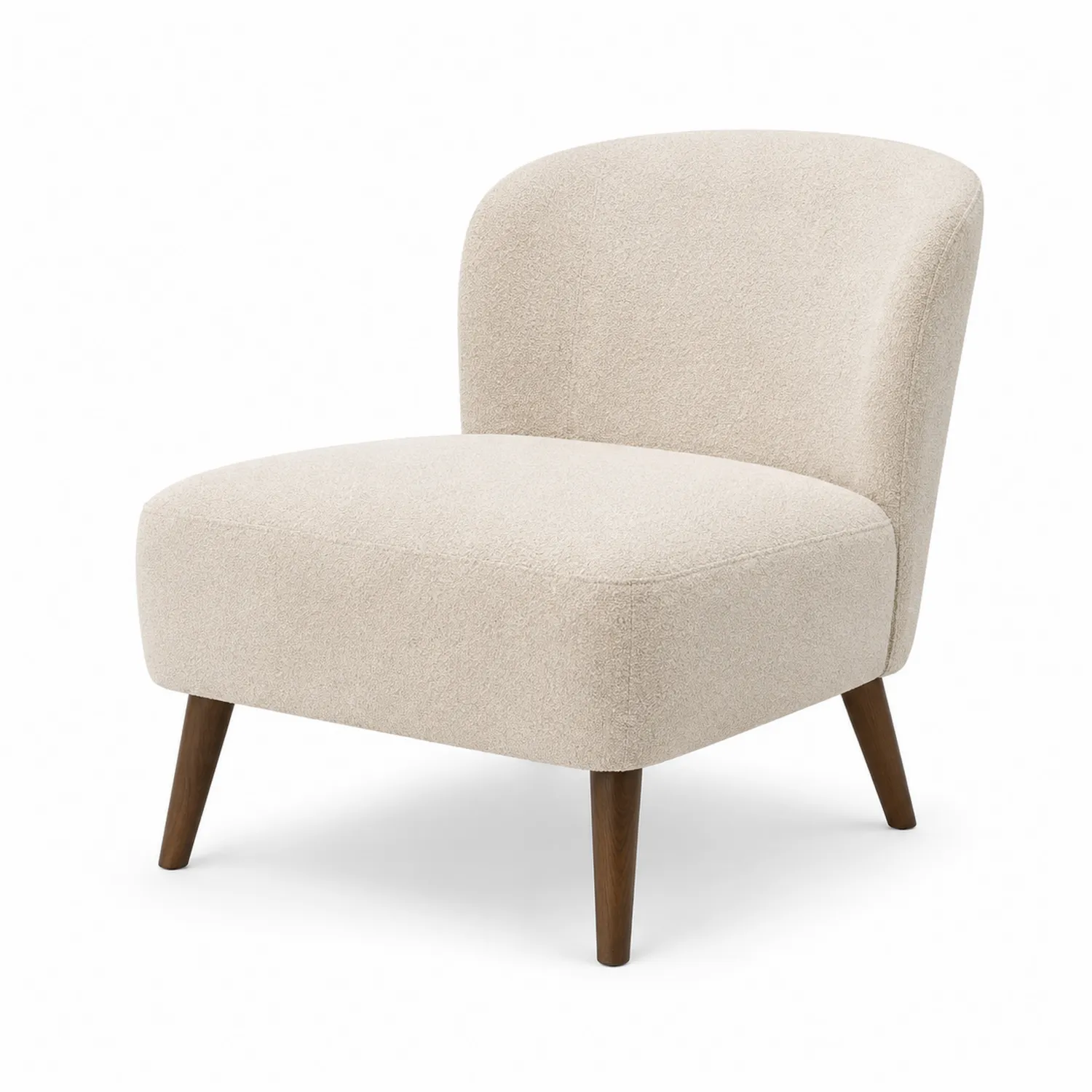 Fotel z tkaniny boucle owalny 70x75x85 cm Beżowy