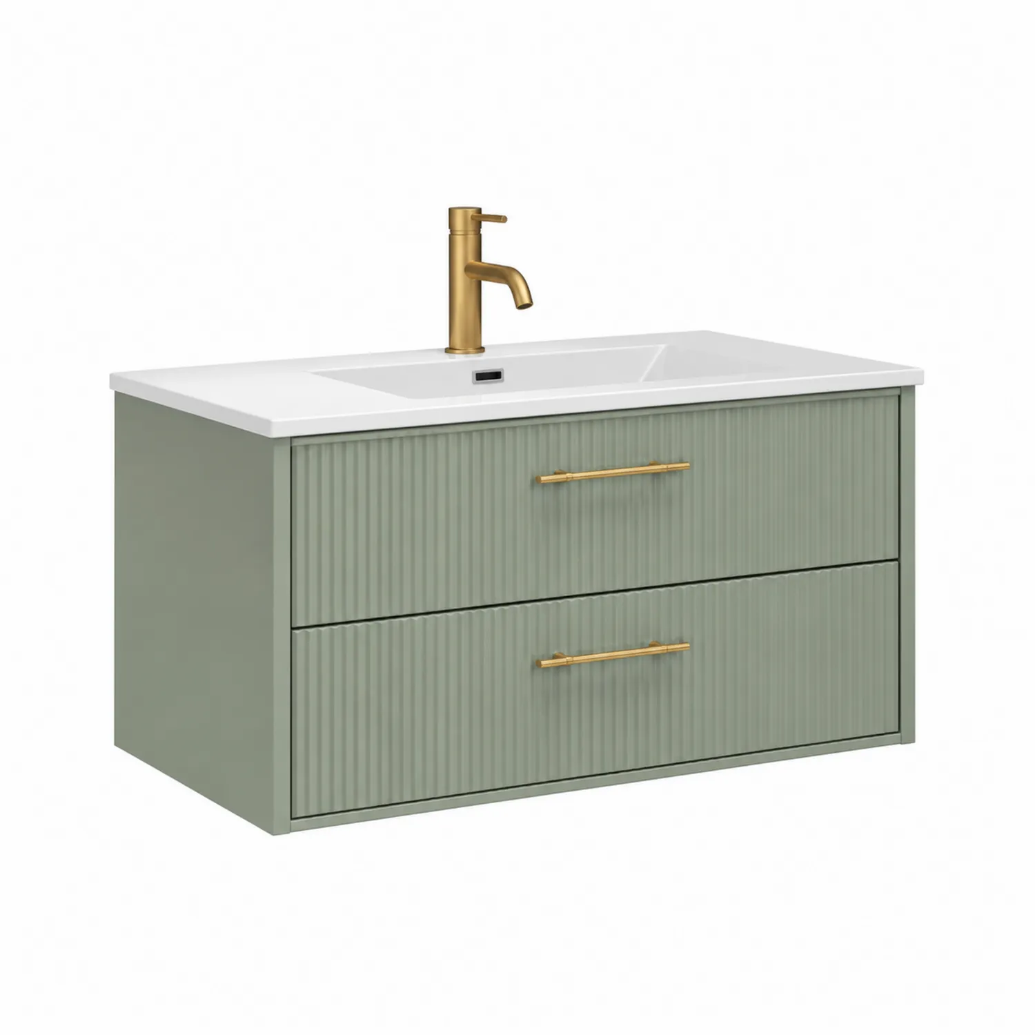 Wiszaca szafka pod umywalke z umywalka ceramiczna 60x45x55 cm zielona