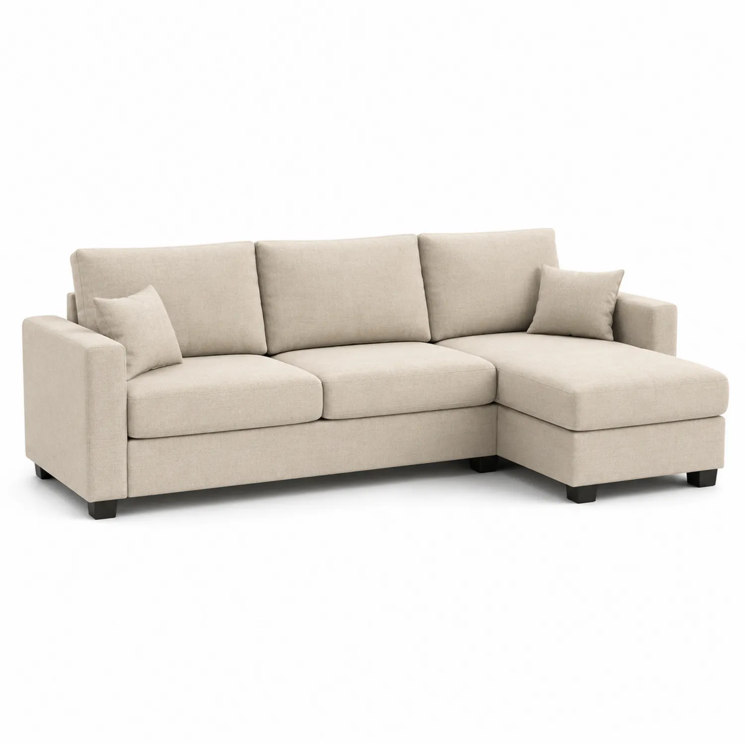 Sofa narożna z tkaniny beżowa 250x150x90 cm