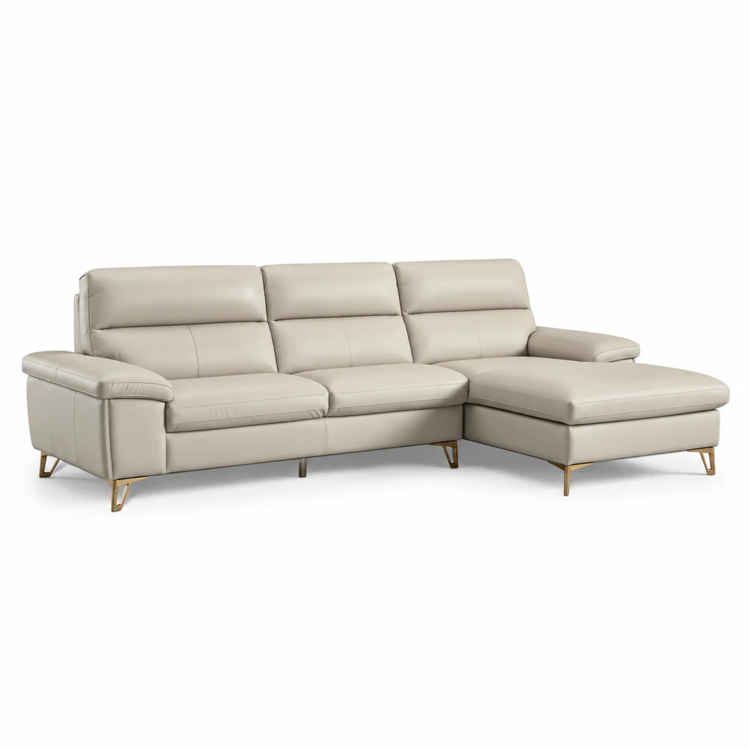 Narożna sofa z ekoskóry beżowa 280x170x90 cm