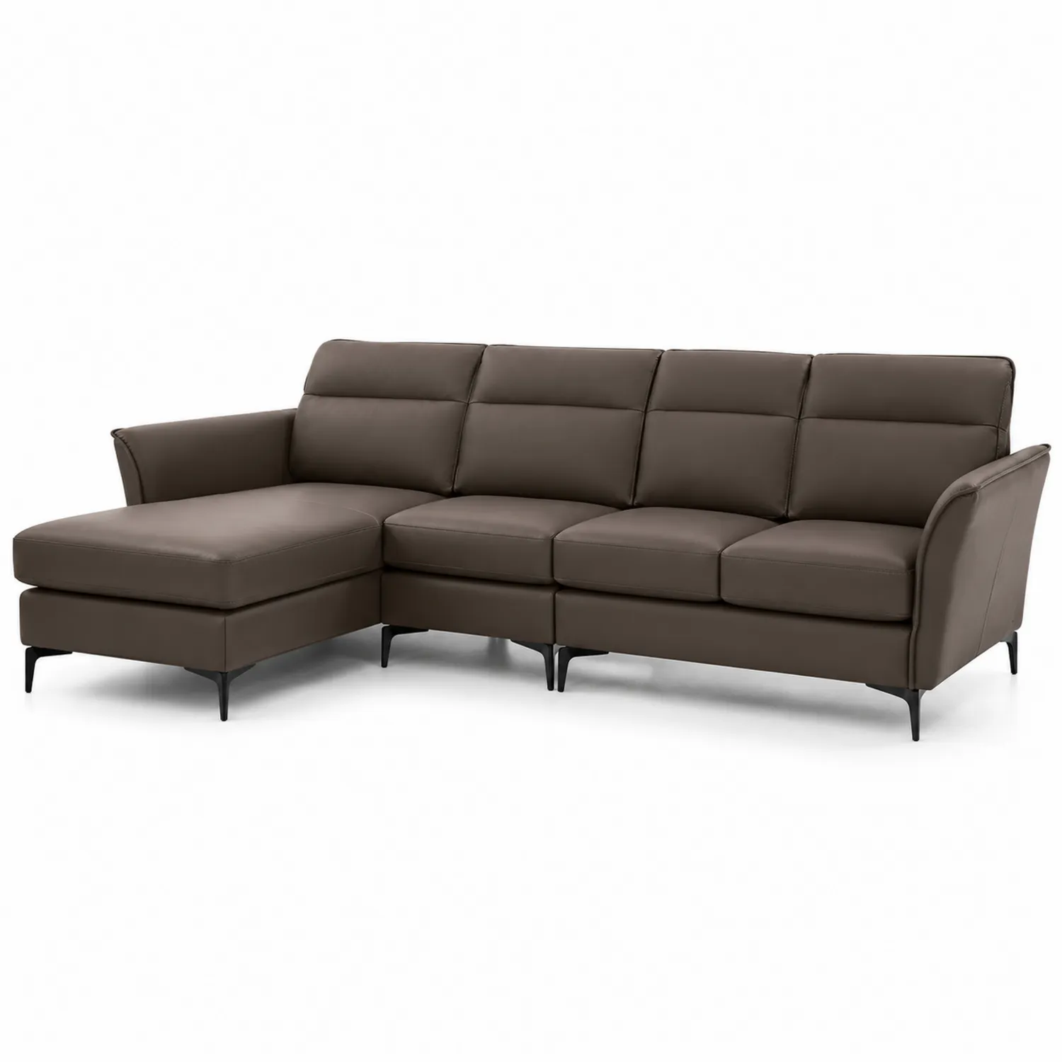 Sofa narożna z ekoskóry brązowa 252x160x85 cm