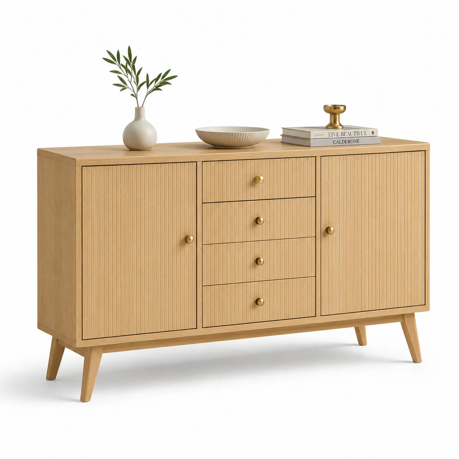 Komoda z drewna bukowego i MDF 160x45x80 cm