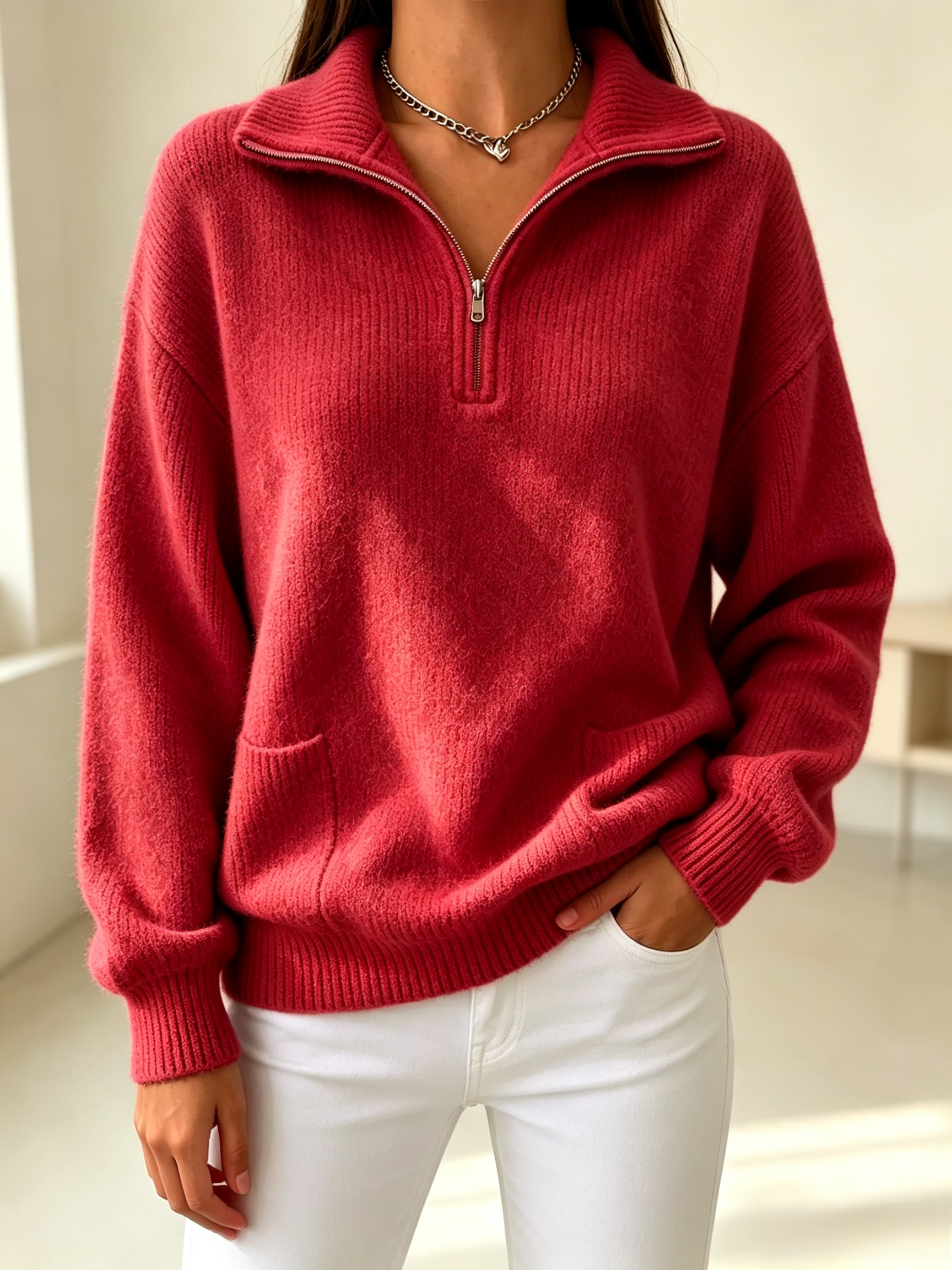 CLEARANCE SALE🔥Women's Soft Quarter-Zip Knit Sweater