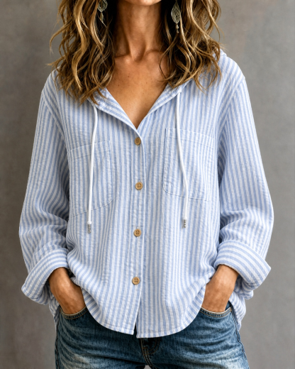New Arrival 🔥Women's Casual Striped Button-Up Shirt