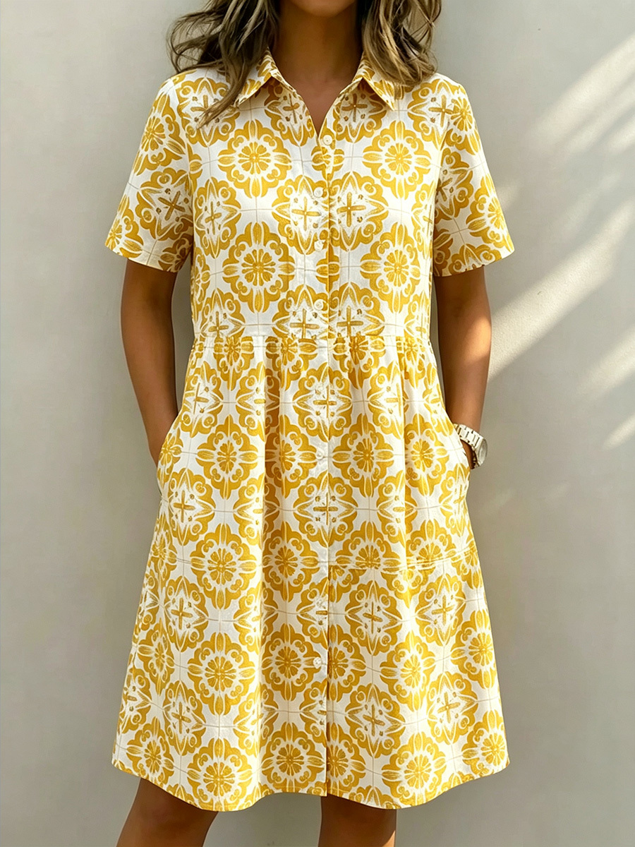 New Arrivals🔥 Santorini Inspired Print Shirt Dress