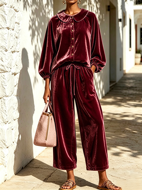 New Arrivals🔥Women's Velvet Peter Pan Collar Two-Piece Set