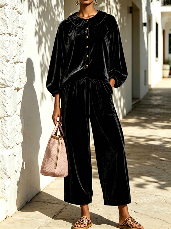 New Arrivals🔥Women's Velvet Peter Pan Collar Two-Piece Set