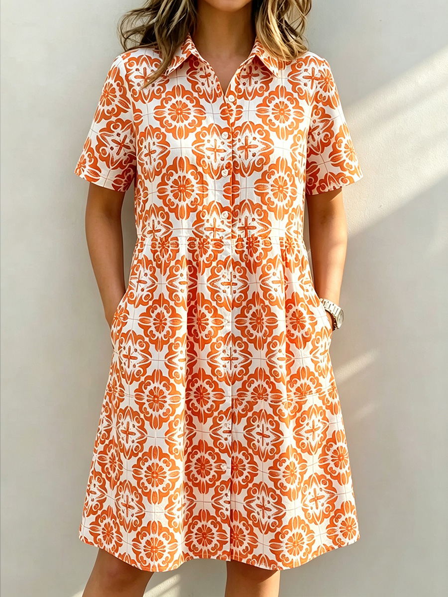 New Arrivals🔥 Santorini Inspired Print Shirt Dress