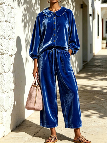New Arrivals🔥Women's Velvet Peter Pan Collar Two-Piece Set