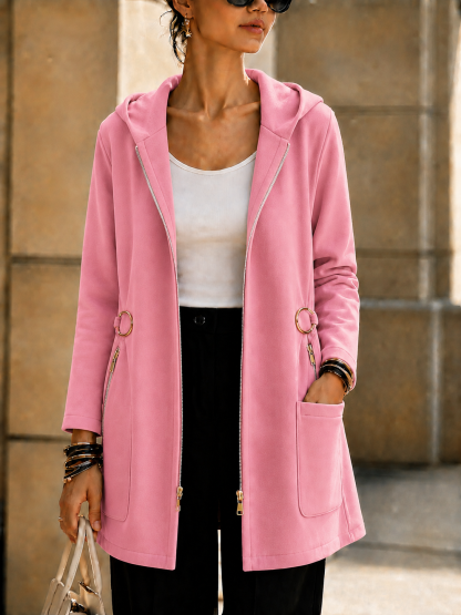 NEW🔥 Women’s Hooded Longline Jacket with Side Ring Detail