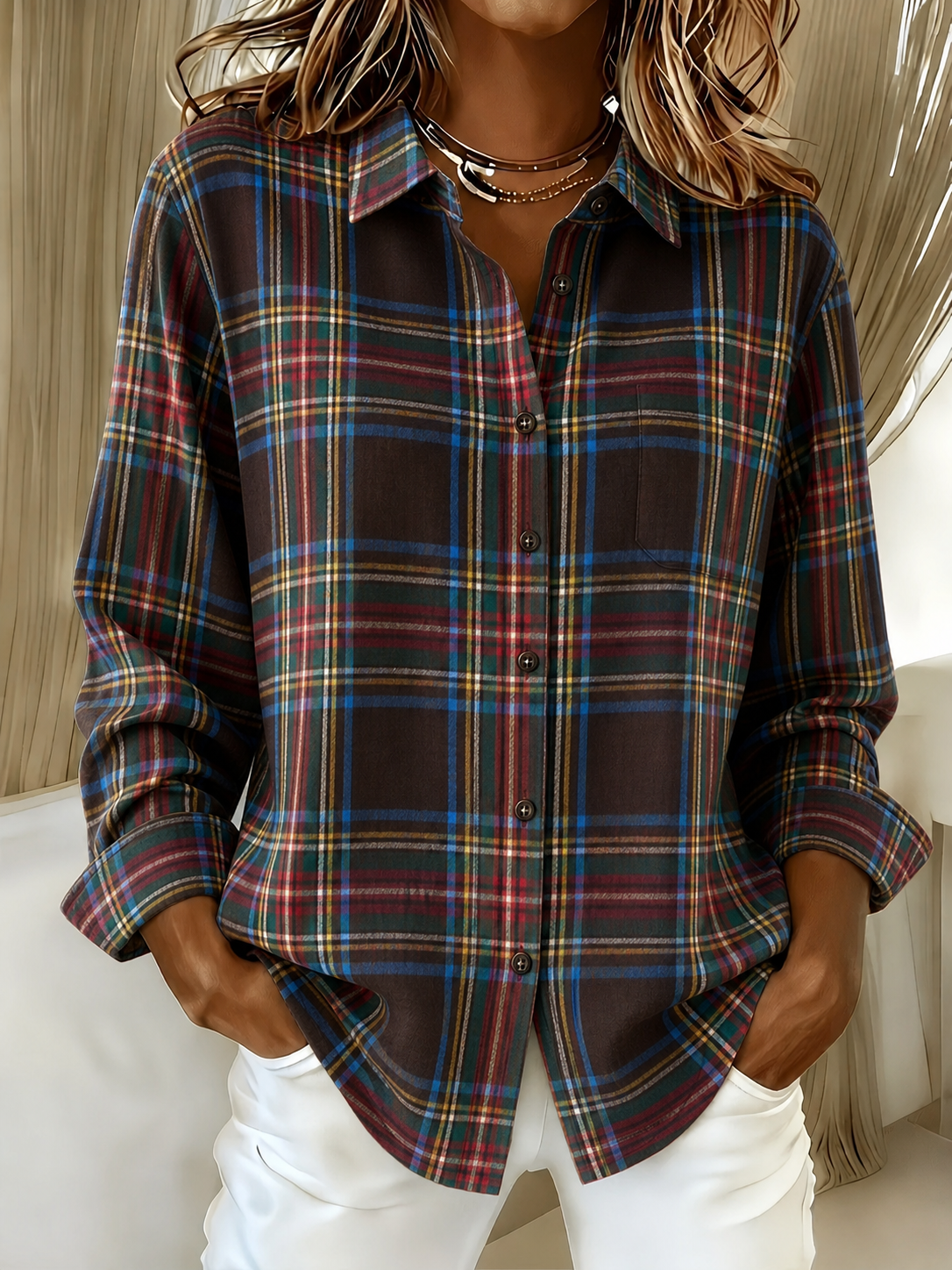 CHRISTMAS SALE🎄Women's Relaxed Fit Scotch Plaid Flannel Shirt