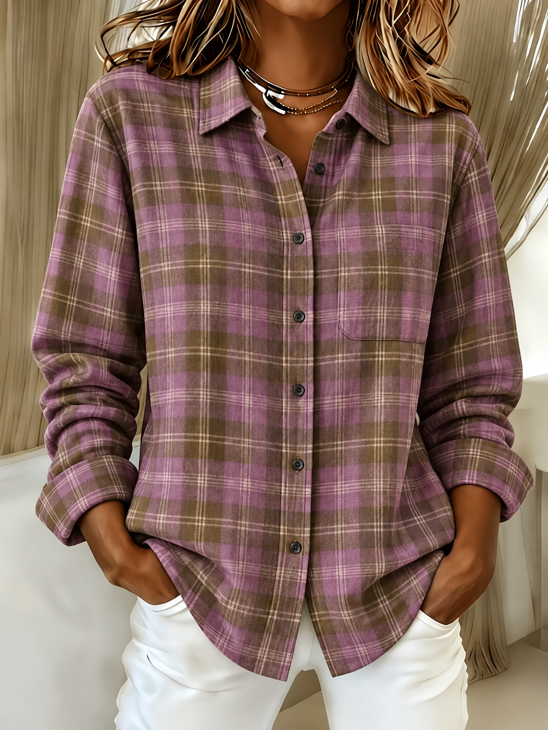 CHRISTMAS SALE🎄Women's Relaxed Fit Scotch Plaid Flannel Shirt