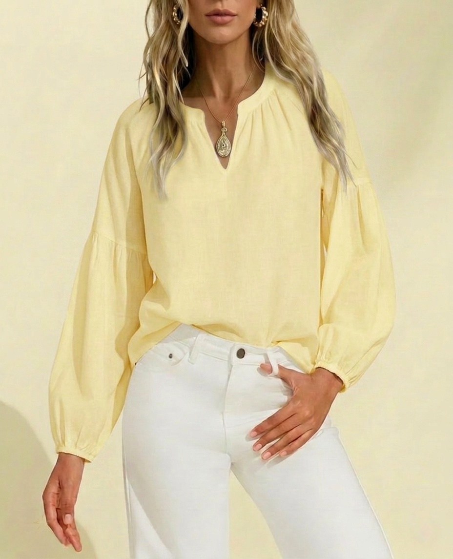 Women's Casual Chiffon Puff Sleeve Blouse