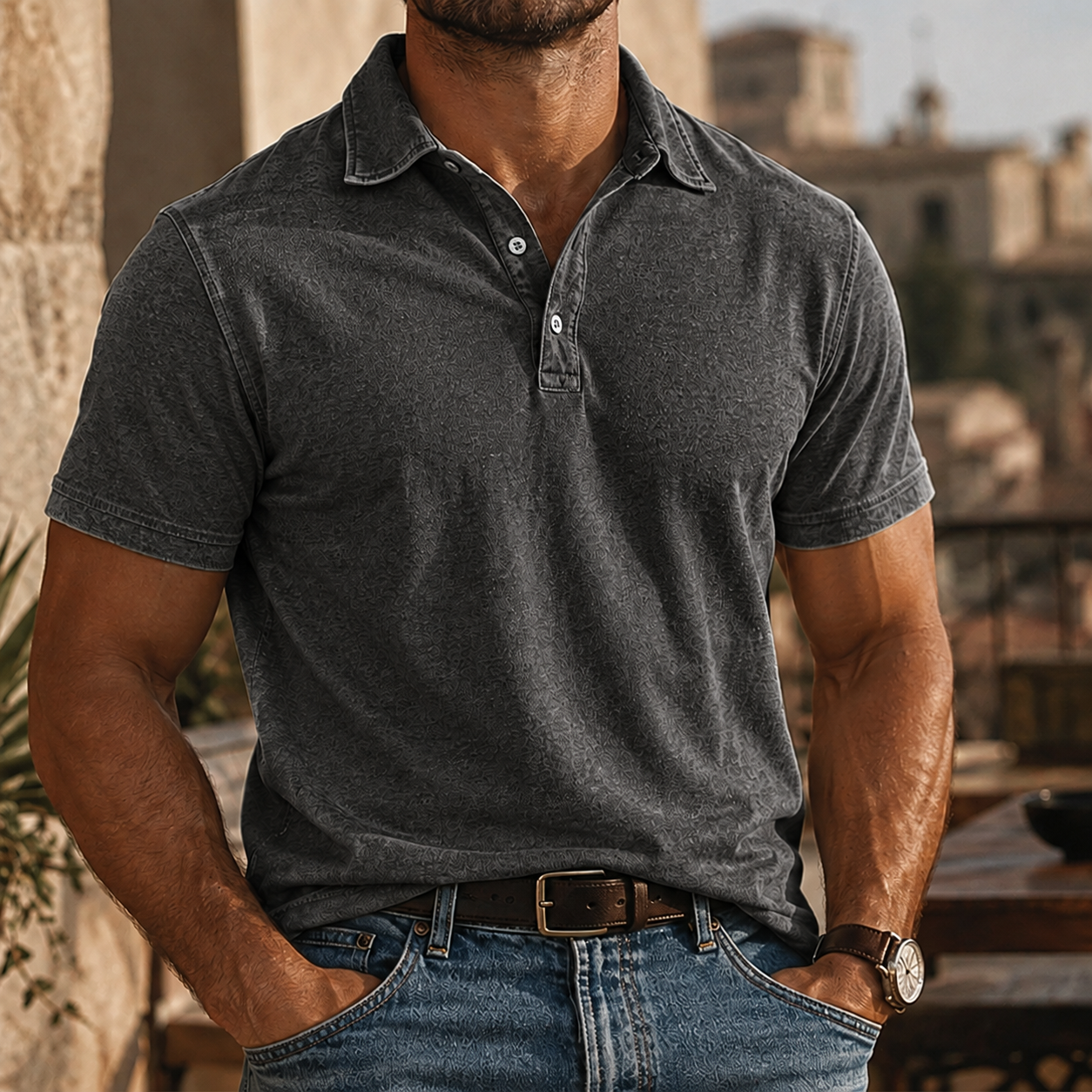 CLEARANCE SALE🔥Mivanity Men's Rugged Washed Cotton Polo Shirt