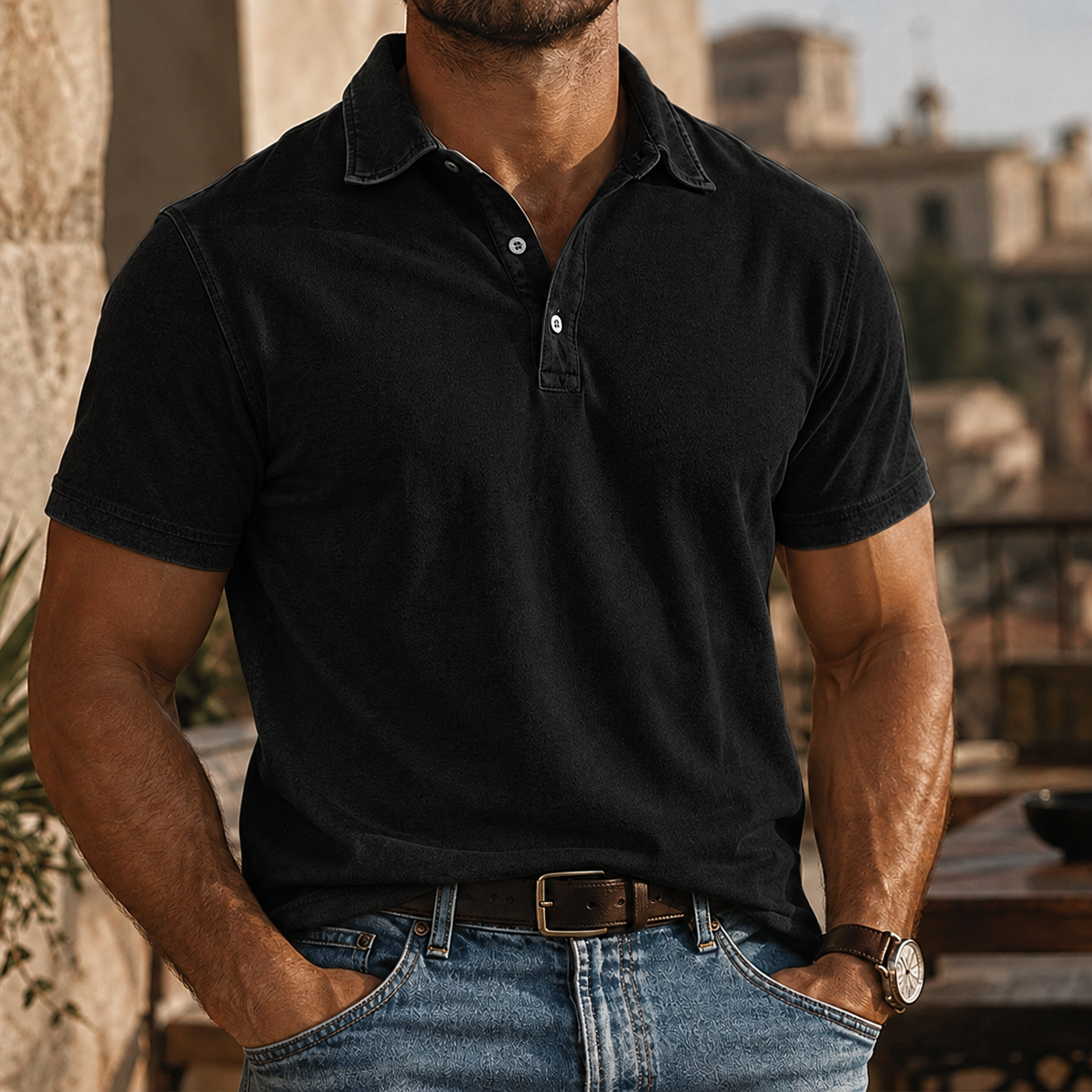 CLEARANCE SALE🔥Mivanity Men's Rugged Washed Cotton Polo Shirt