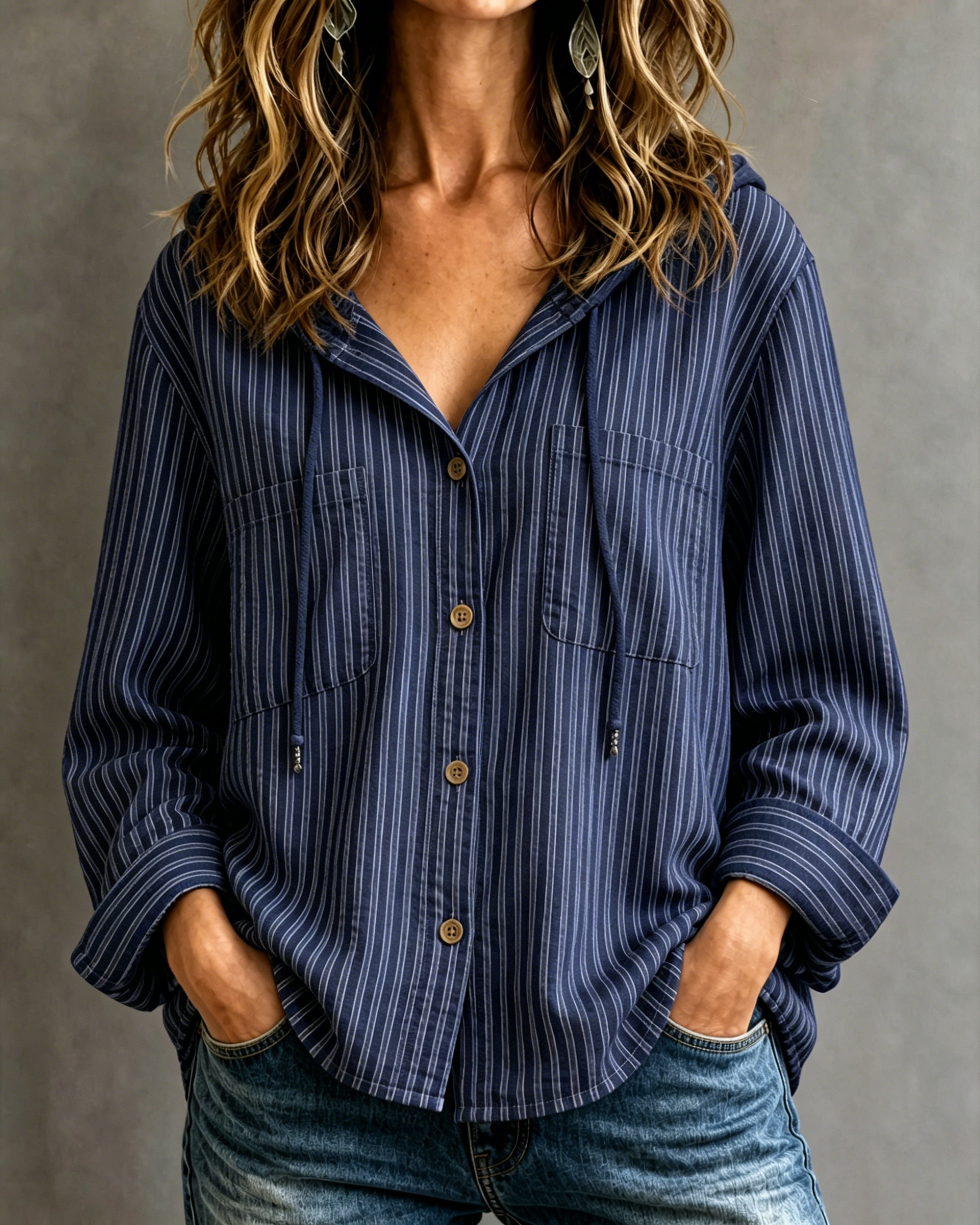 New Arrival 🔥Women's Casual Striped Button-Up Shirt
