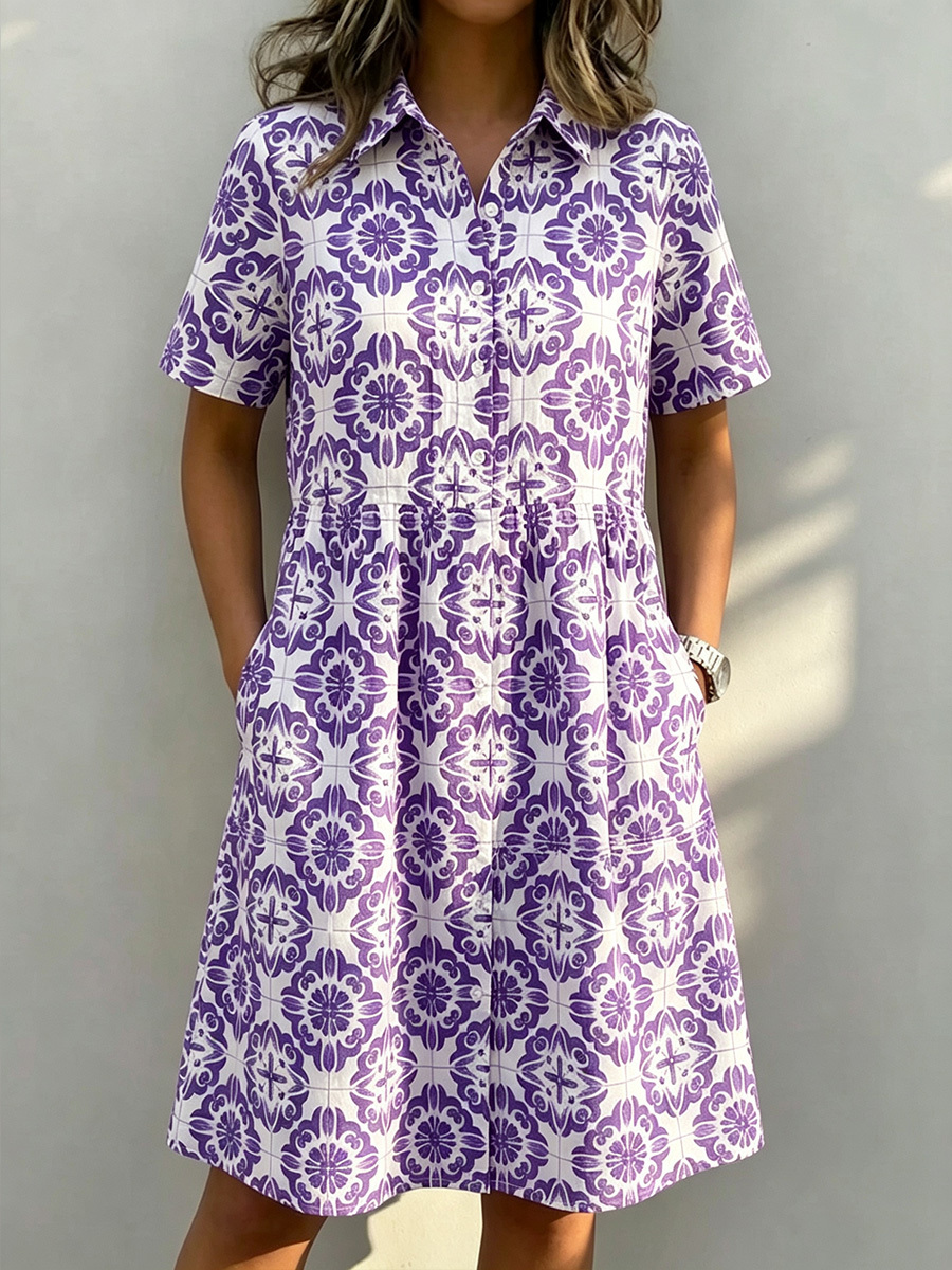 New Arrivals🔥 Santorini Inspired Print Shirt Dress