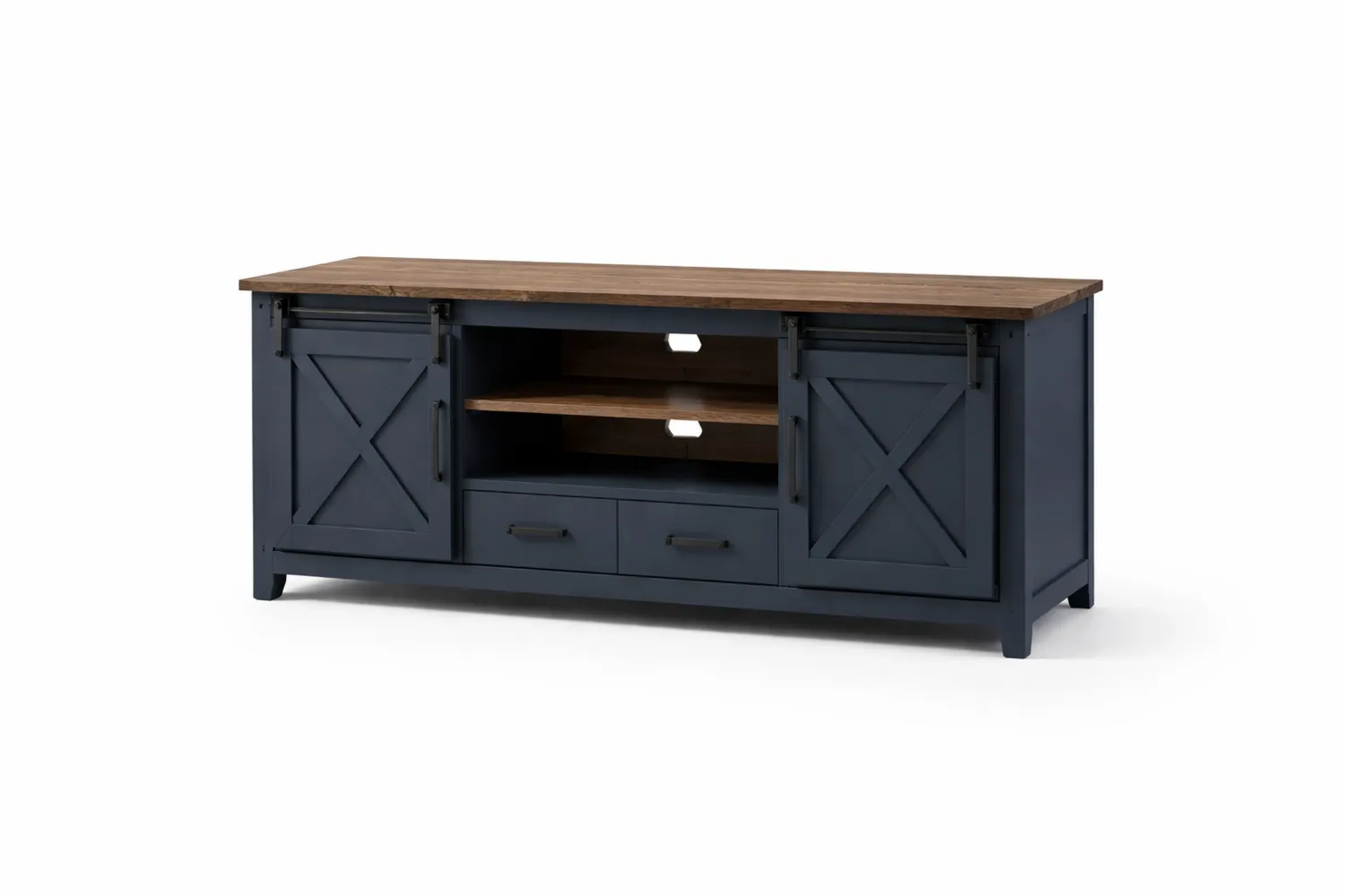 Szafka RTV z Drewna i MDF 180x45x60 cm Granatowa