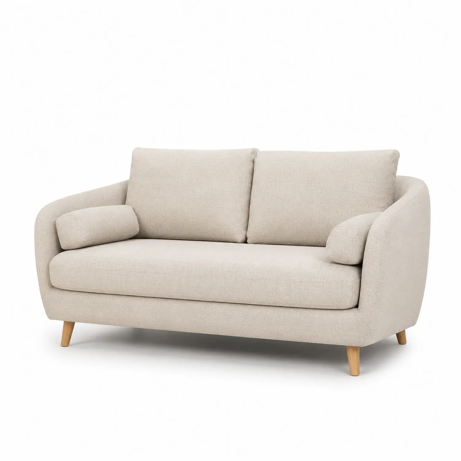 Dwuosobowa sofa z tkaniny poliestrowej, Beżowa