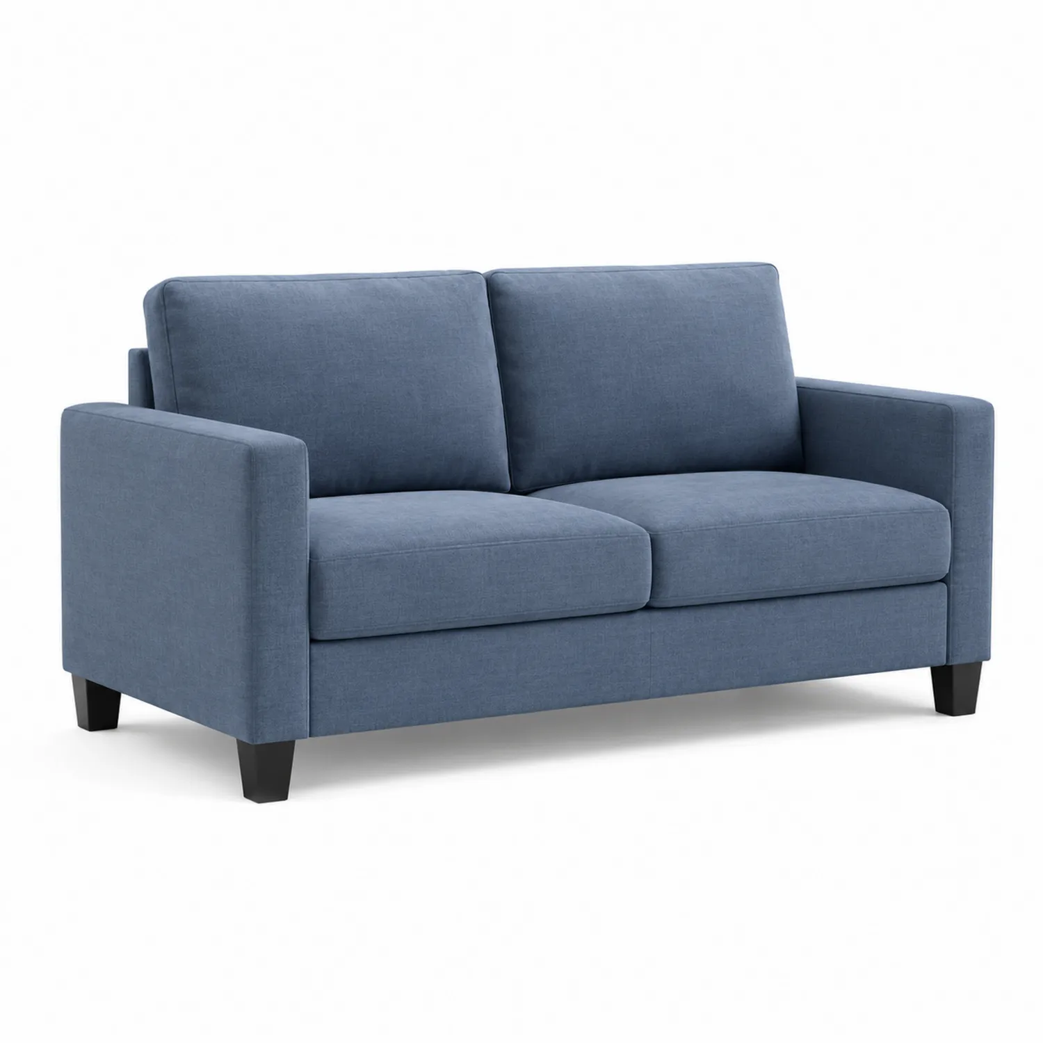Niebieska sofa z tkaniny lnianej 200 cm