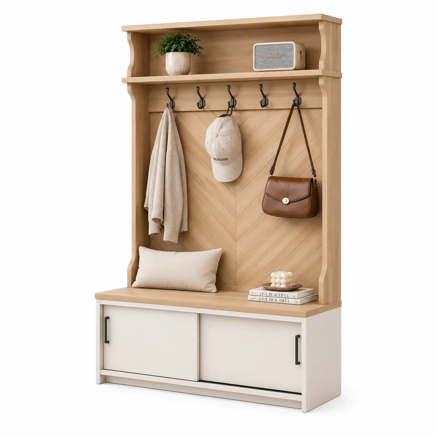 Zestaw Wieszaków z Półkami i Szafką z MDF 180 cm