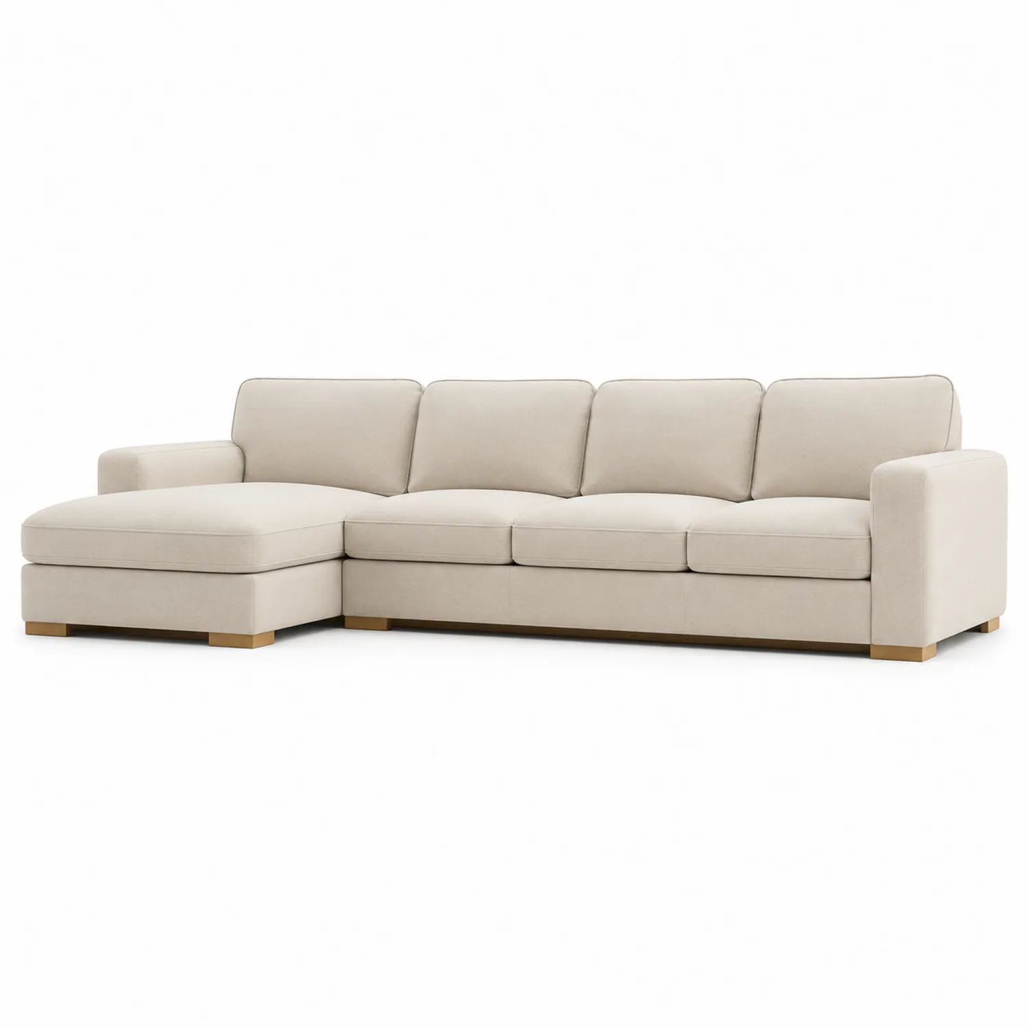 Sofa narożna z tkaniny beżowa 300x200x85 cm