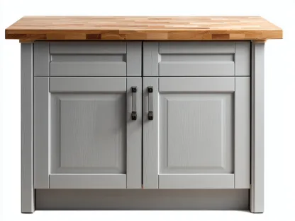 Aparadores madera con 2 puertas y almacenamiento 100x50x85 cm - gris-marrón - diseño moderno para cocina y comedor-Zitaostudio